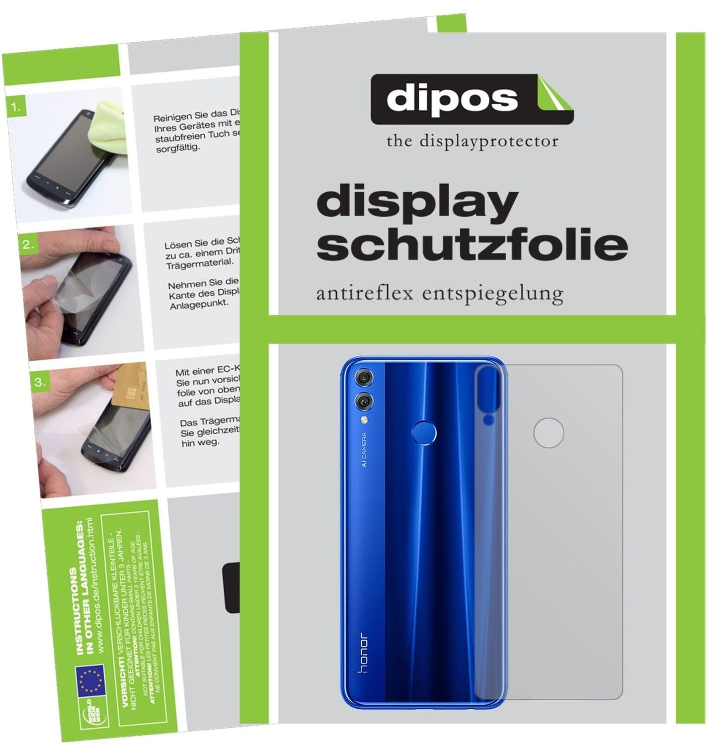 5x Schutzfolie matt für Honor 8X Rückseite Display (2)