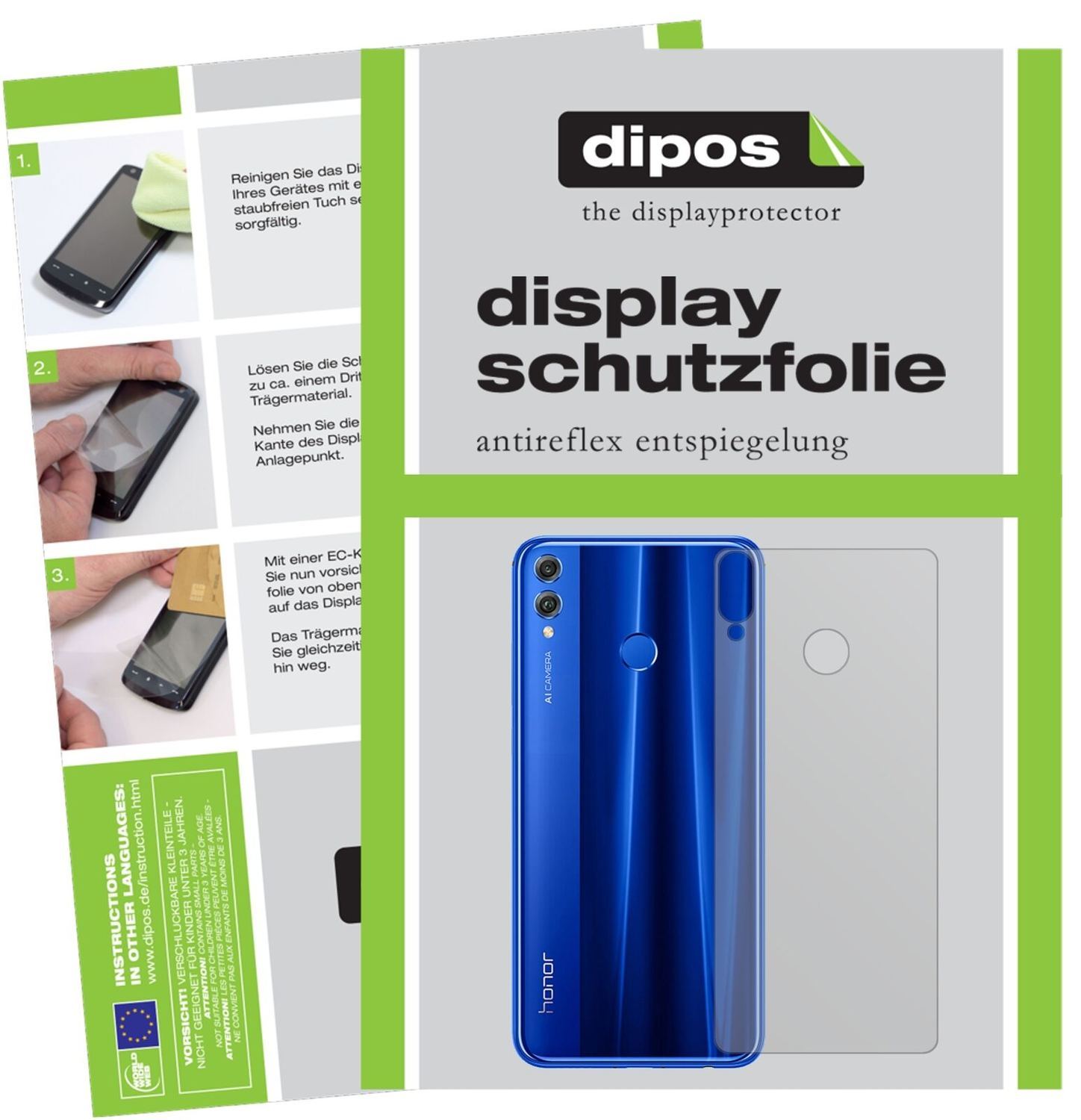 5x Schutzfolie matt für Honor 8X Rückseite Display (2)