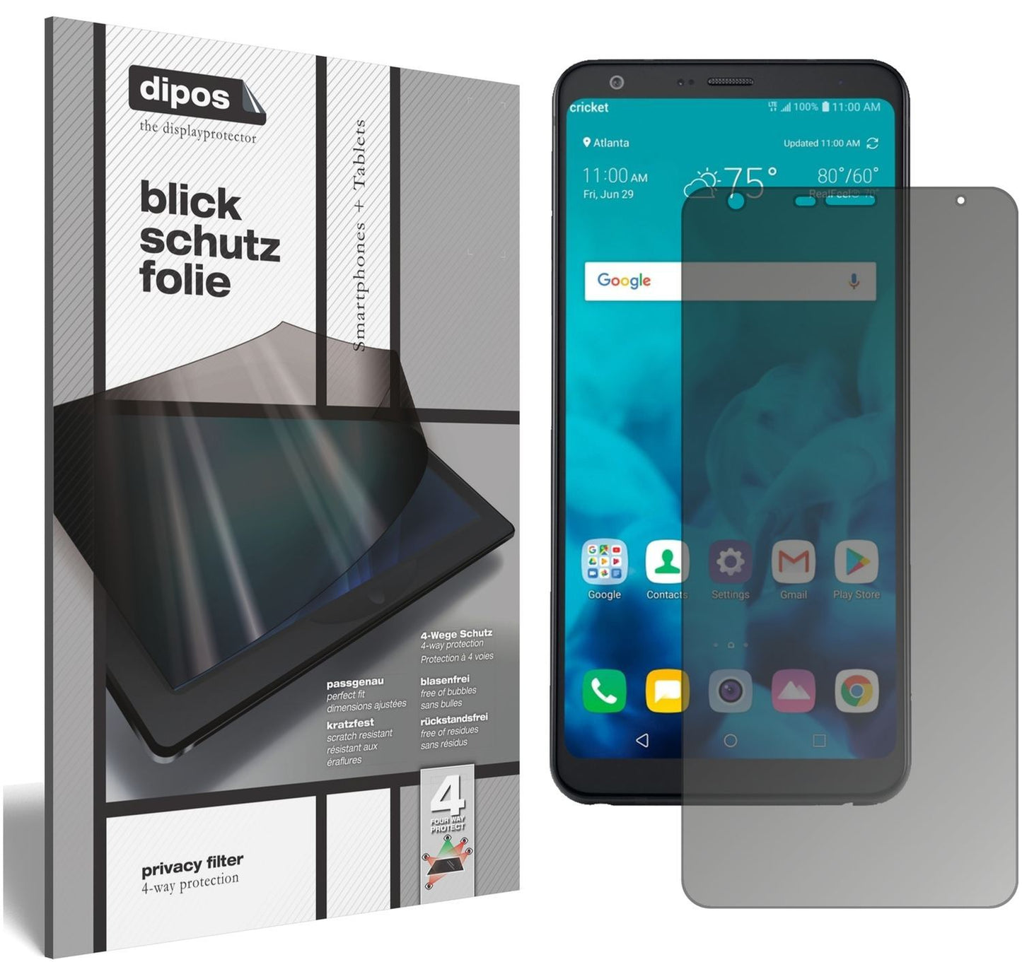 Blickschutzfolie für LG Stylo 4 matt Schutzfolie P (1)