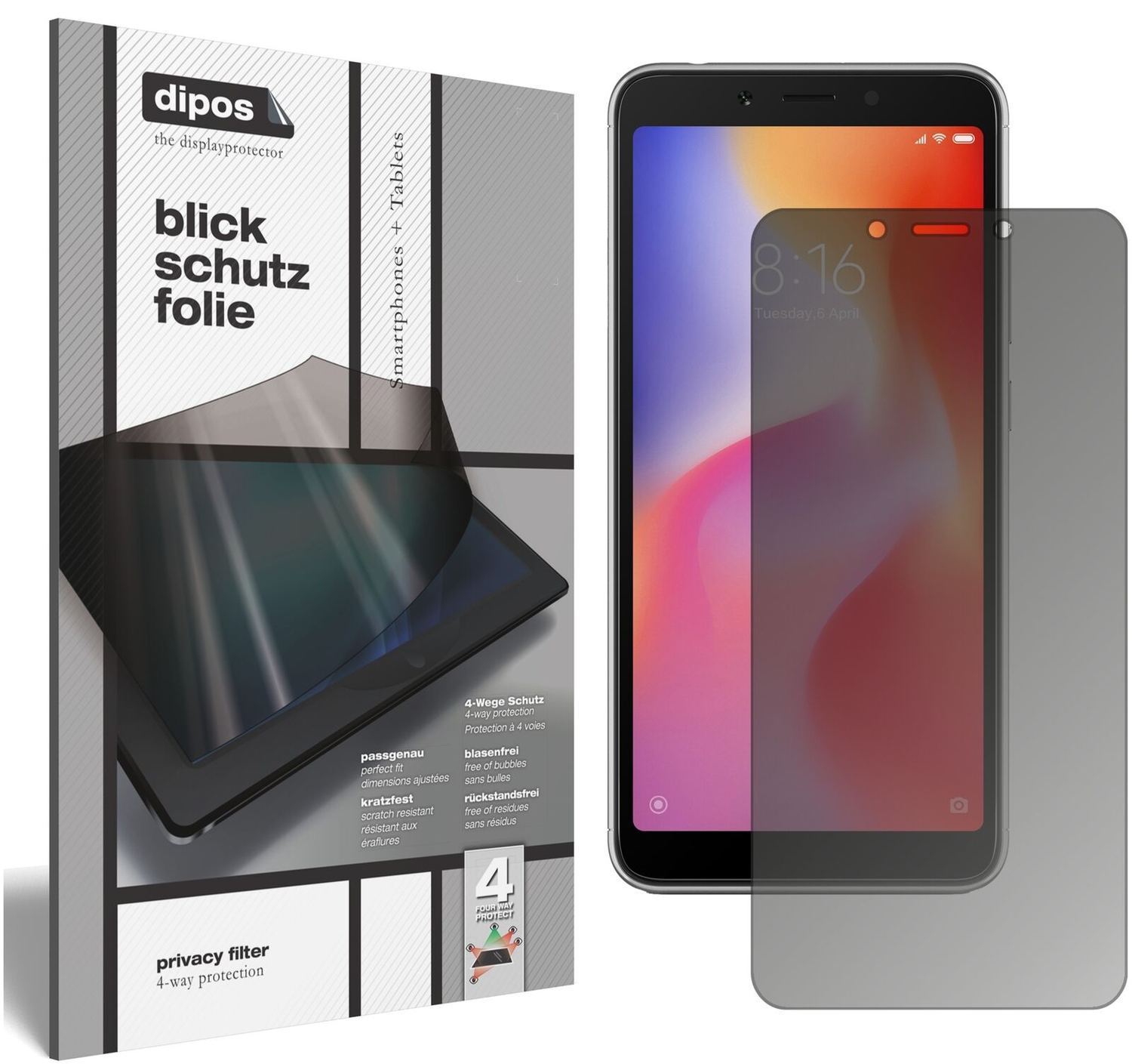 Blickschutzfolie für Xiaomi Redmi 6A matt Schutzfo (2)