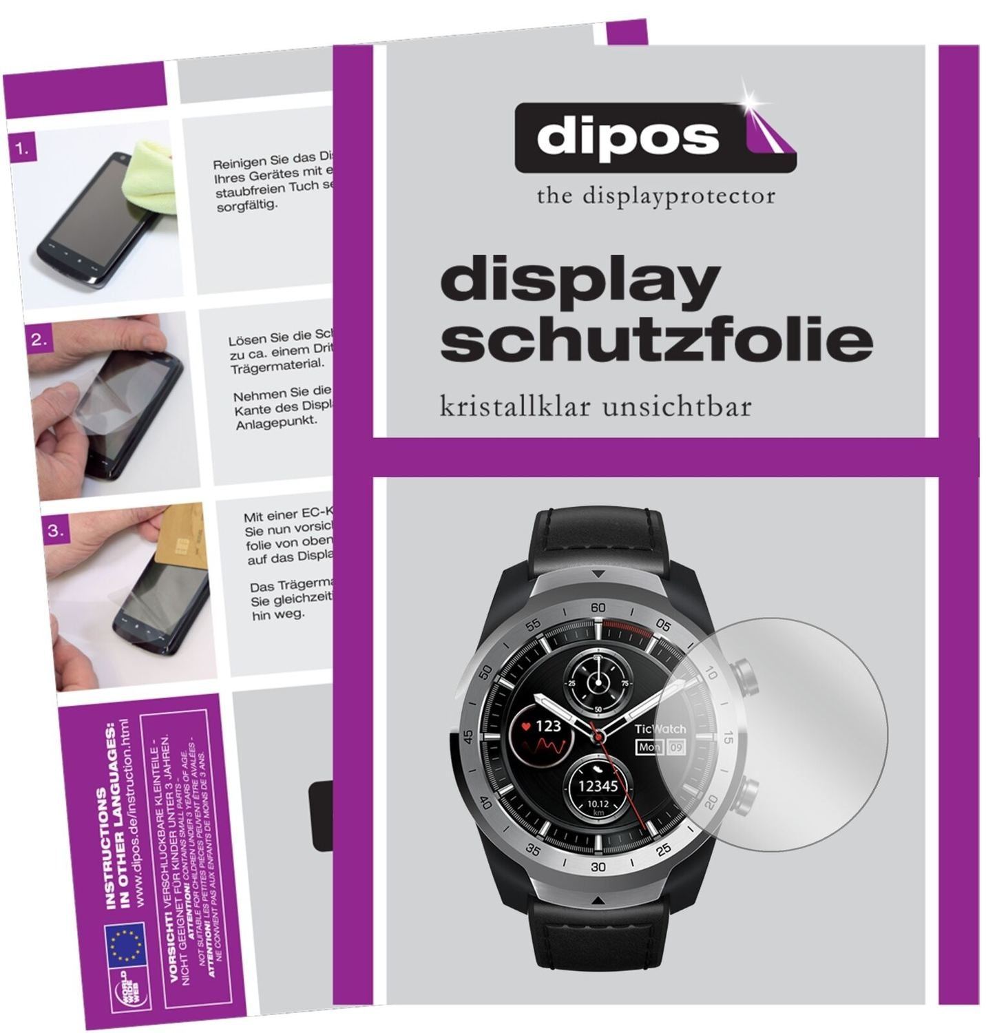5x Schutzfolie klar für Ticwatch Pro Smartwatch Di (2)
