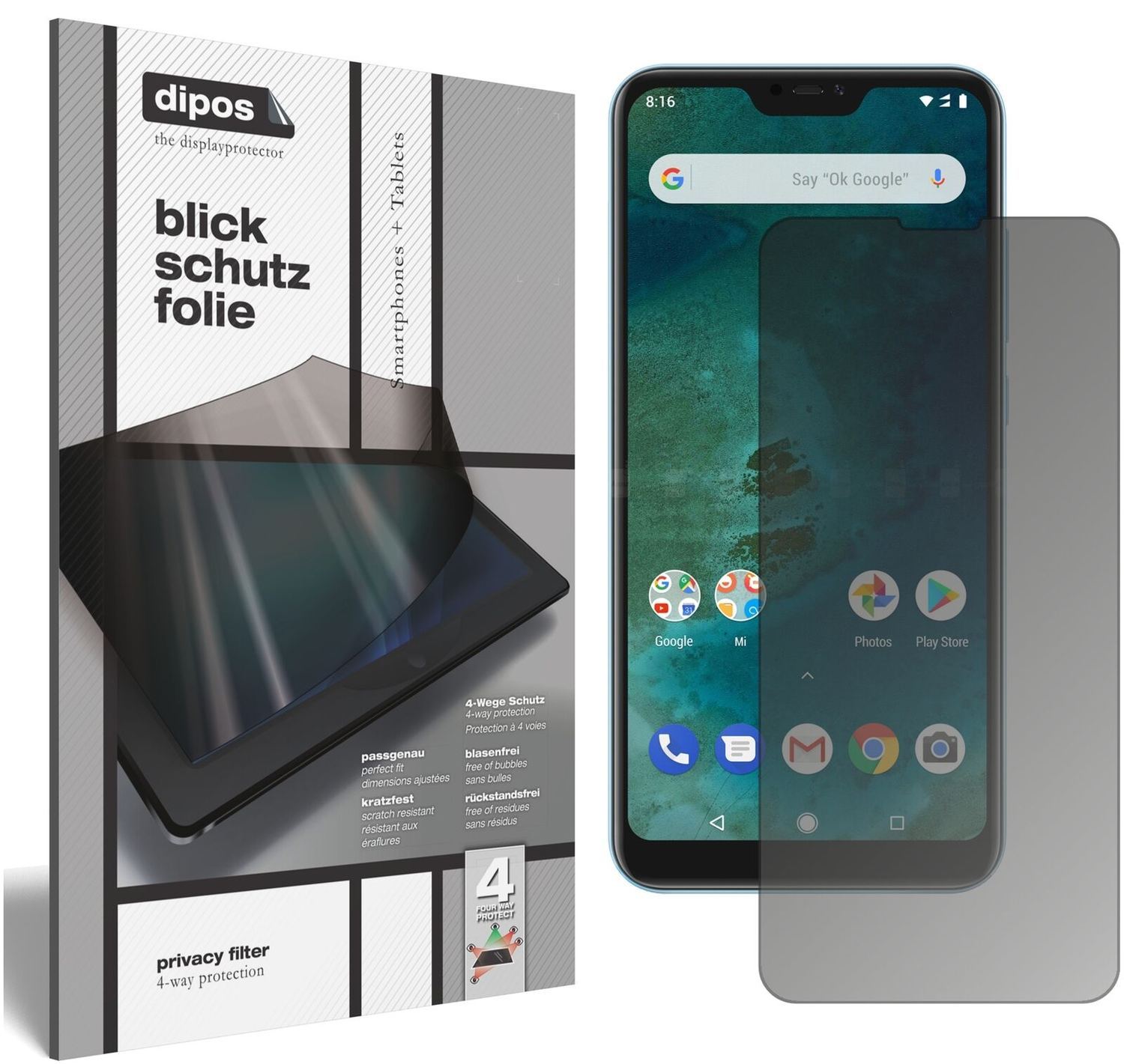 Blickschutzfolie für Xiaomi Mi A2 Lite matt Schutz (2)