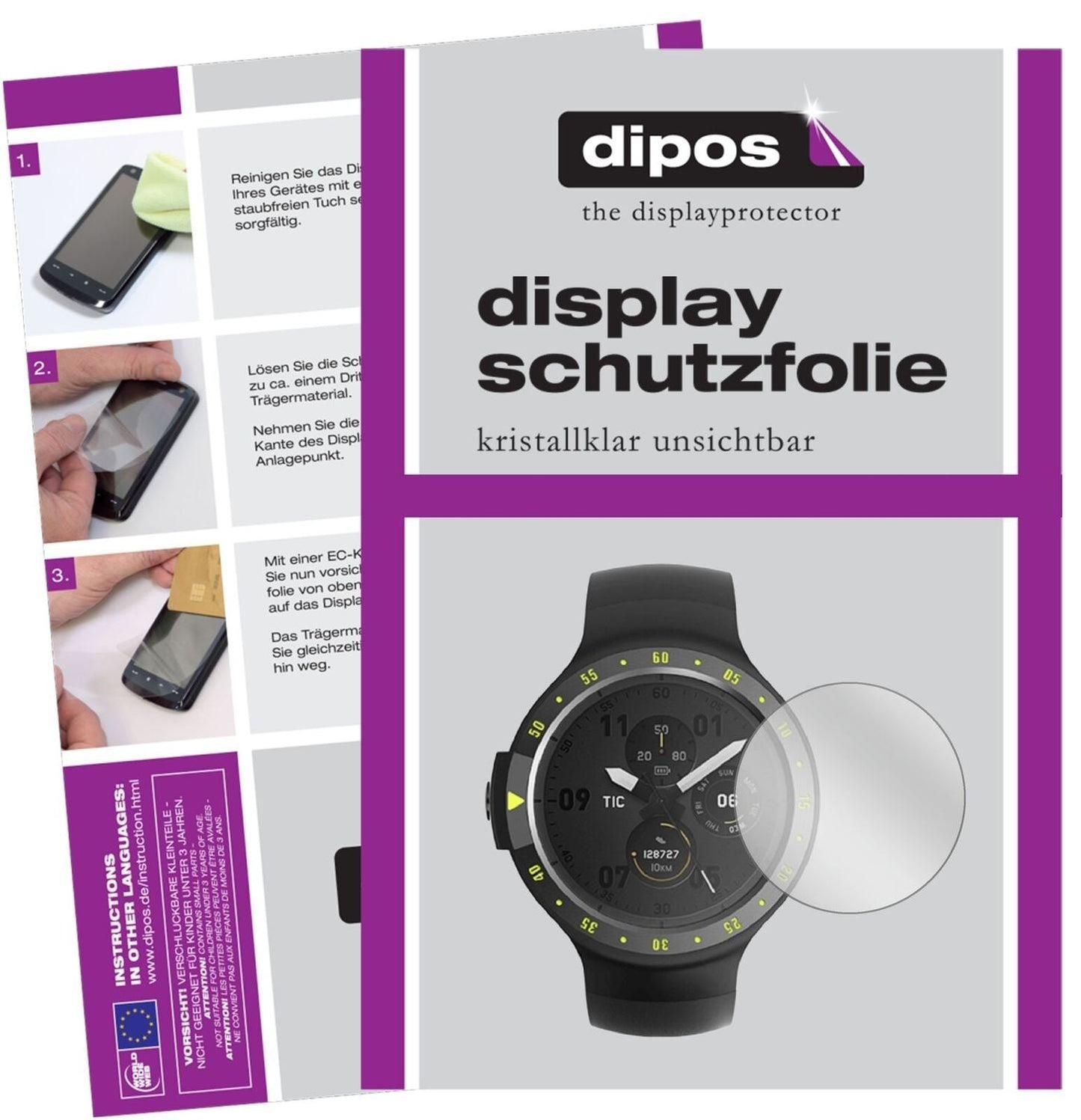 5x Schutzfolie klar für Ticwatch S Smartwatch Disp (2)