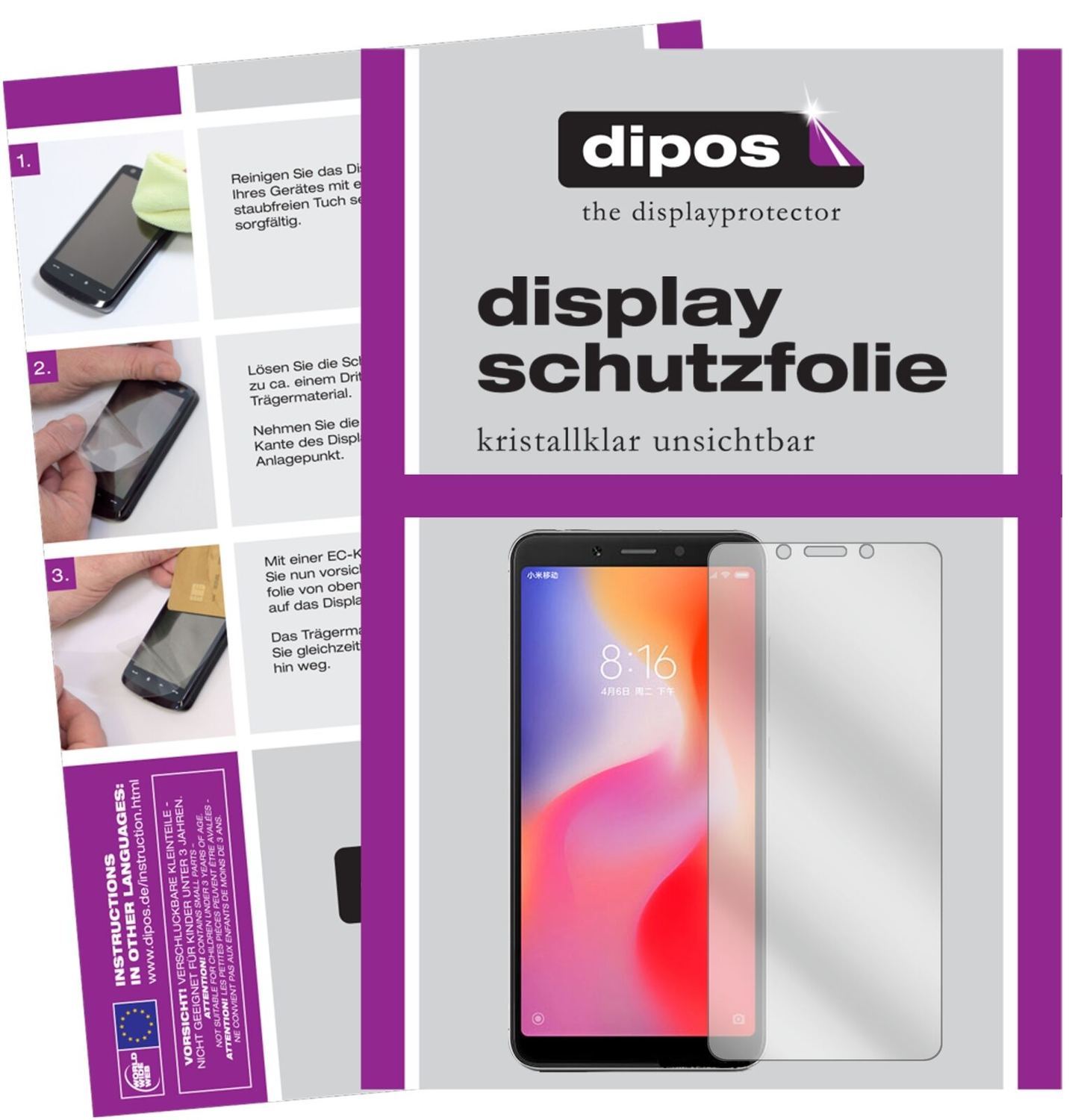5x Schutzfolie klar für Xiaomi Redmi 6 Display-Sch (2)