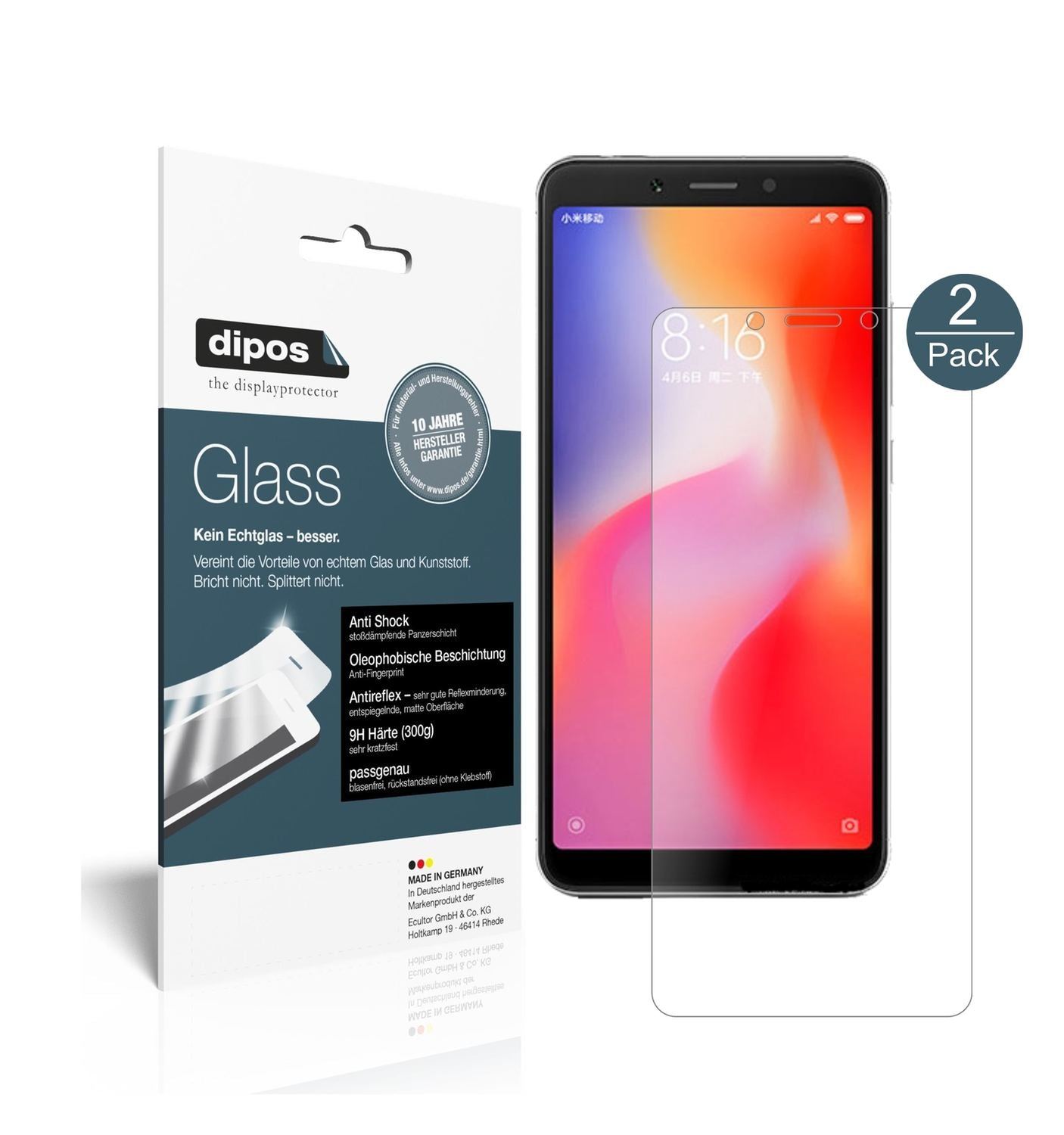 2x 9H Schutzfolie matt für Xiaomi Redmi 6 Panzerfo (1)