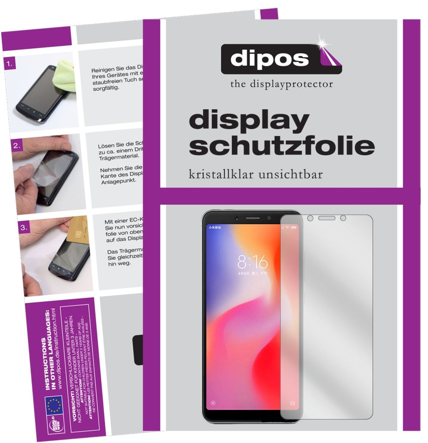 6x Schutzfolie klar für Xiaomi Redmi 6 Display-Sch (1)