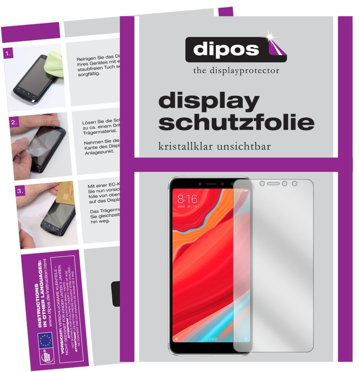 2x Schutzfolie klar für Xiaomi Redmi S2 Display-Sc (1)