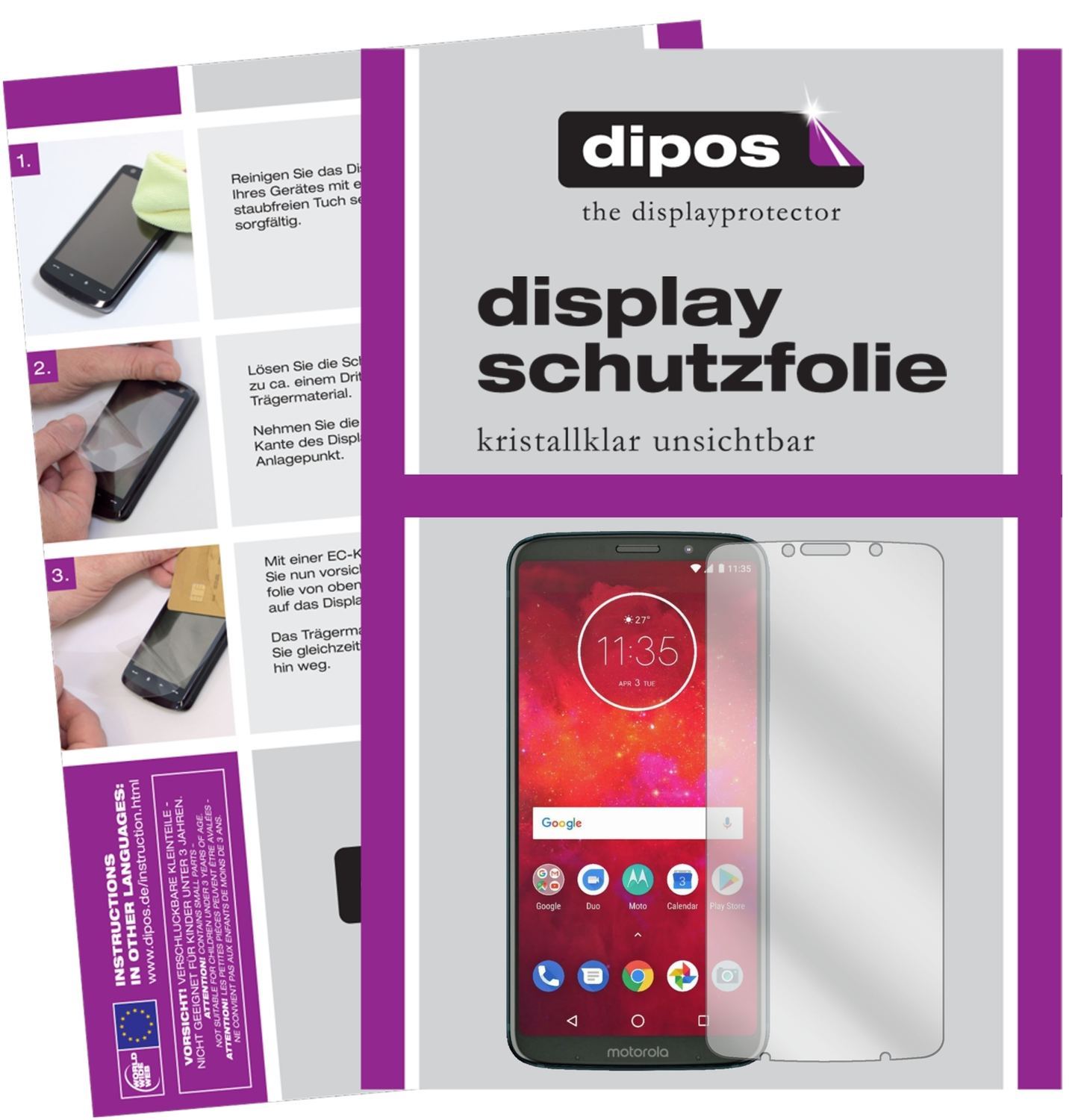 2x Schutzfolie klar für Motorola Moto Z3 Play Disp (1)