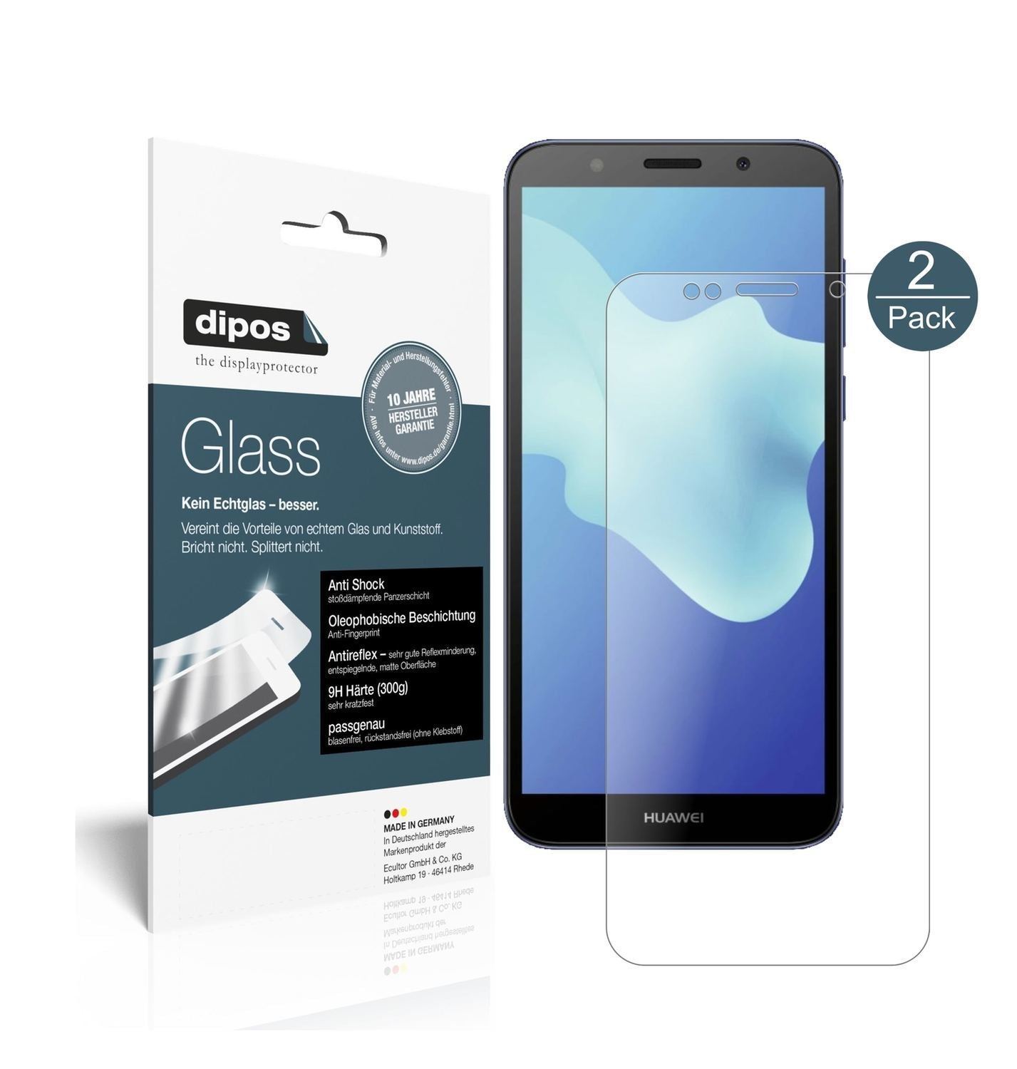 2x 9H Schutzfolie matt für Huawei Y5 2018 Panzerfo (1)