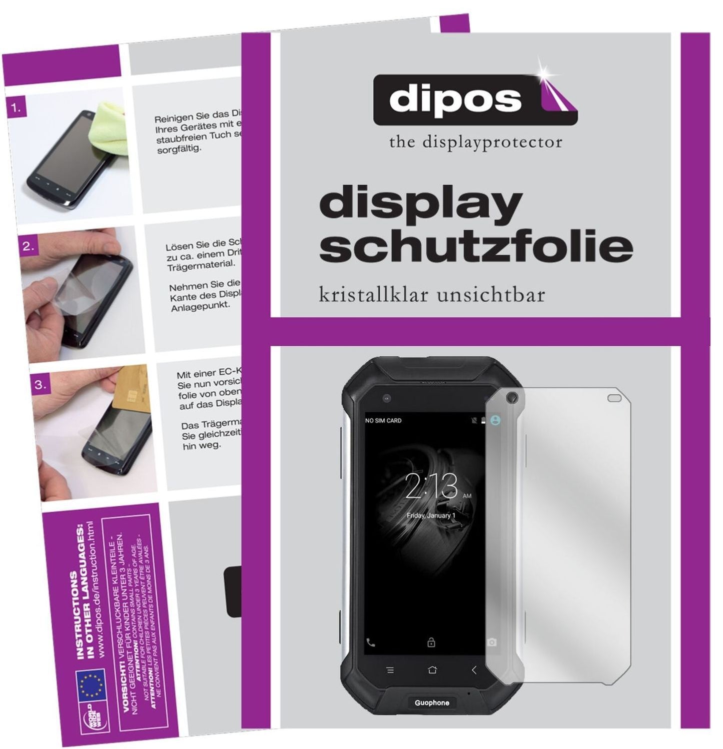 5x Schutzfolie klar für Guophone V19 Display-Schut (2)