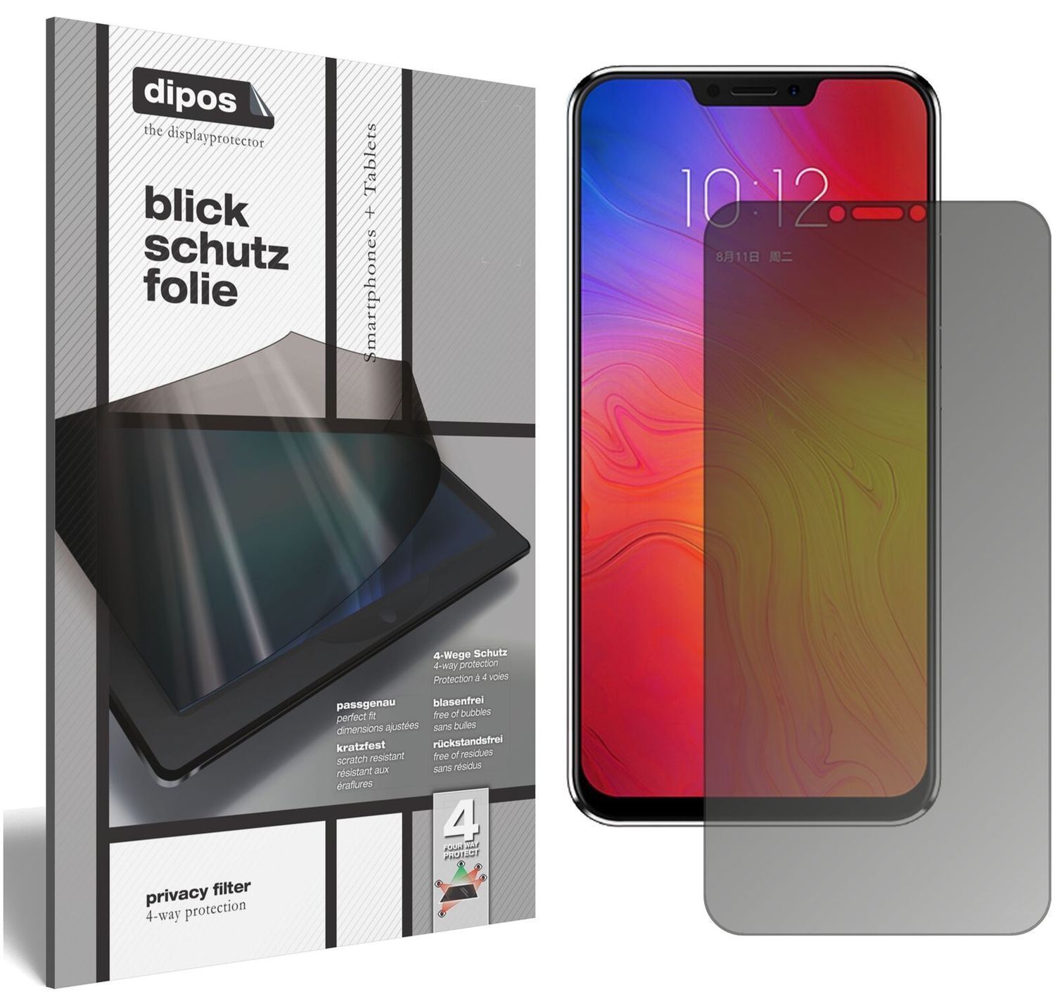 Blickschutzfolie für Lenovo Z5 matt Schutzfolie Pr (2)
