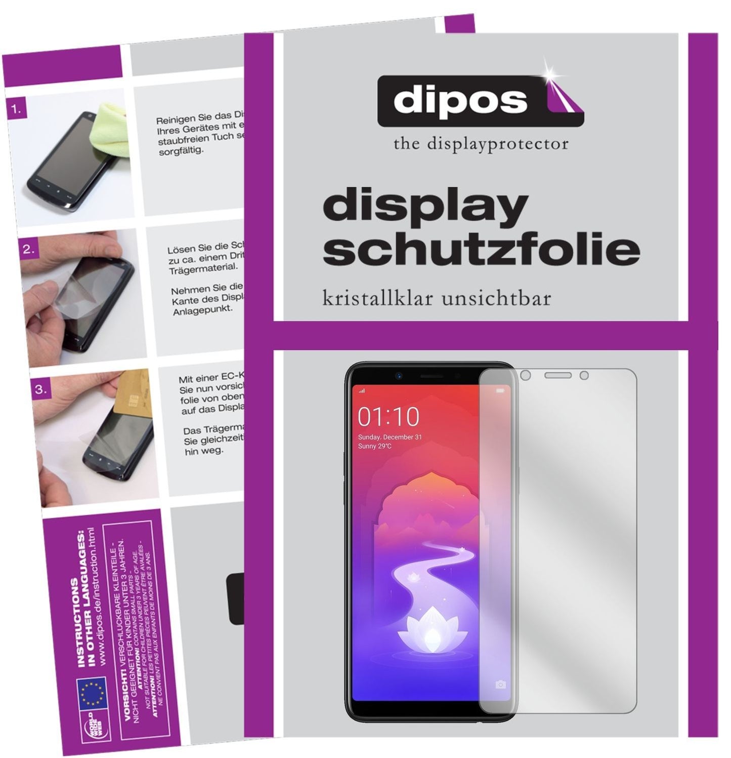2x Schutzfolie klar für Oppo Realme 1 Display-Schu (1)