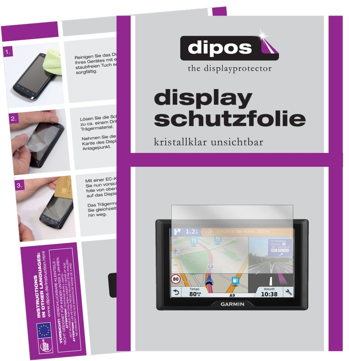 3x Schutzfolie klar für Garmin Drive 5S CE Display (1)