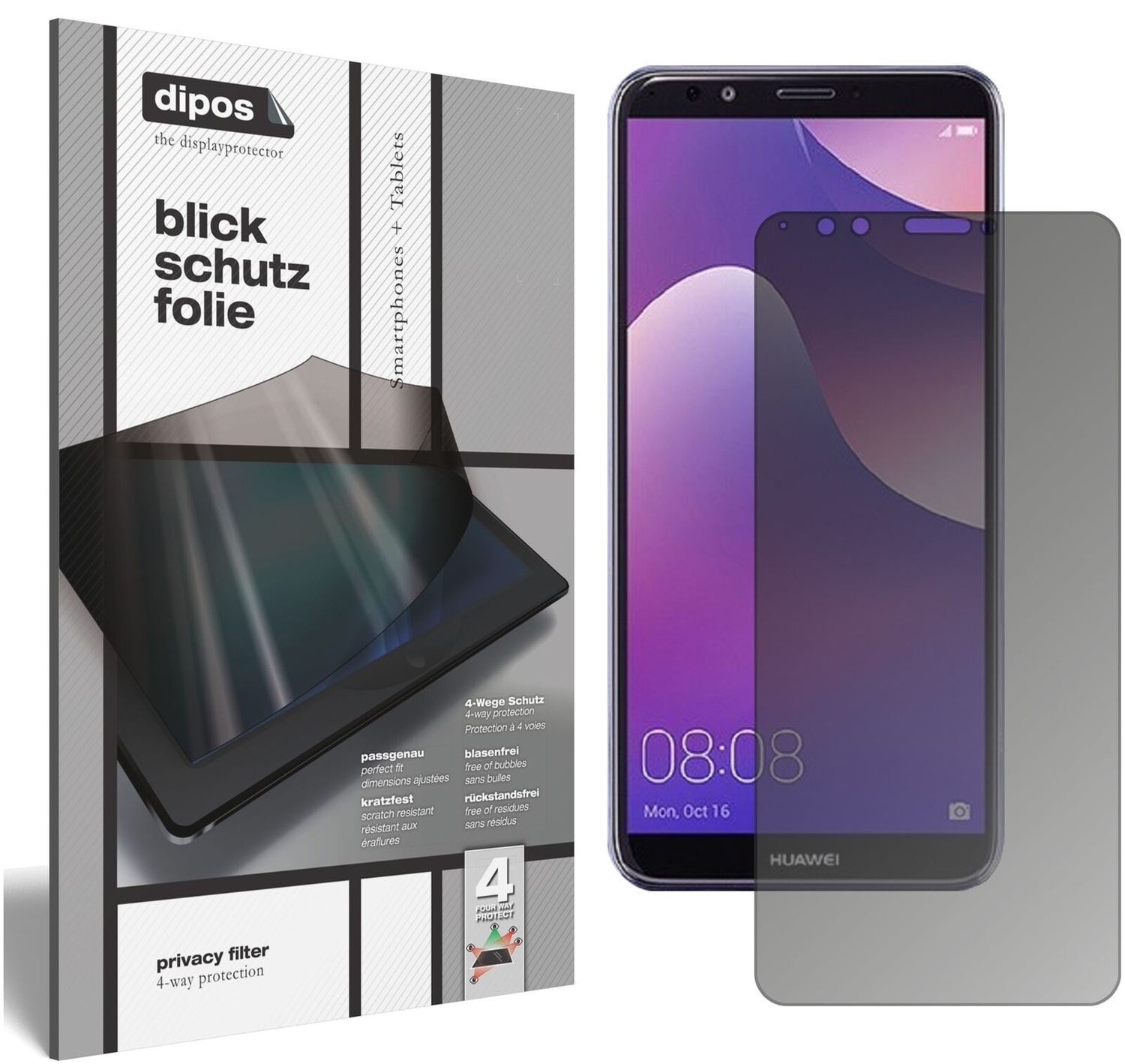 Blickschutzfolie für Huawei Y7 (2018) matt Schutzf (2)