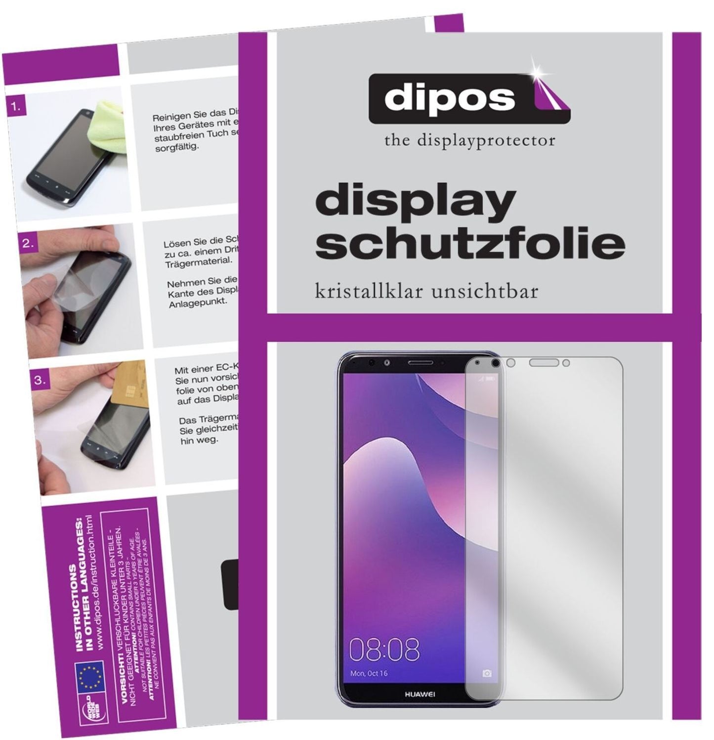 1x Schutzfolie klar für Huawei Y7 (2018) Display-S (2)