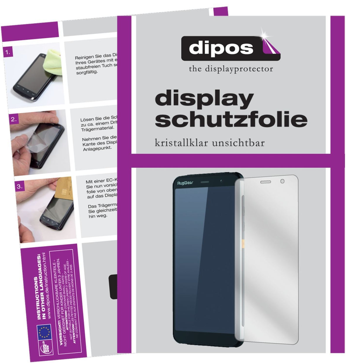 2x Schutzfolie klar für RugGear RG850 Display-Schu (1)