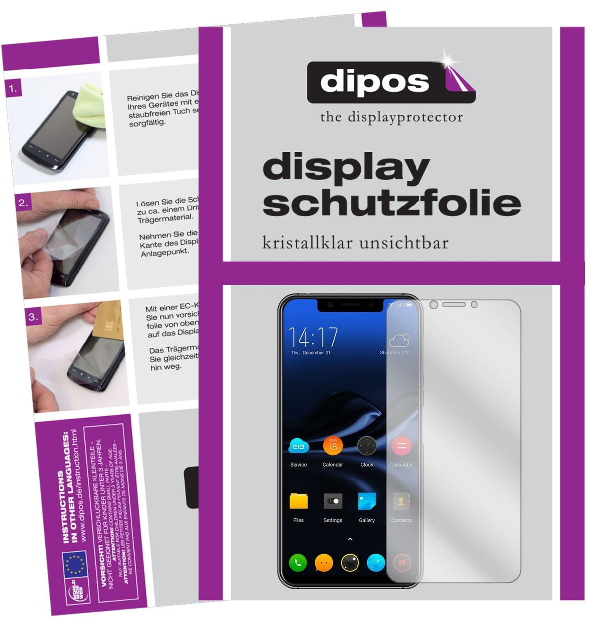 6x Schutzfolie klar für Elephone A4 Display-Schutz (1)