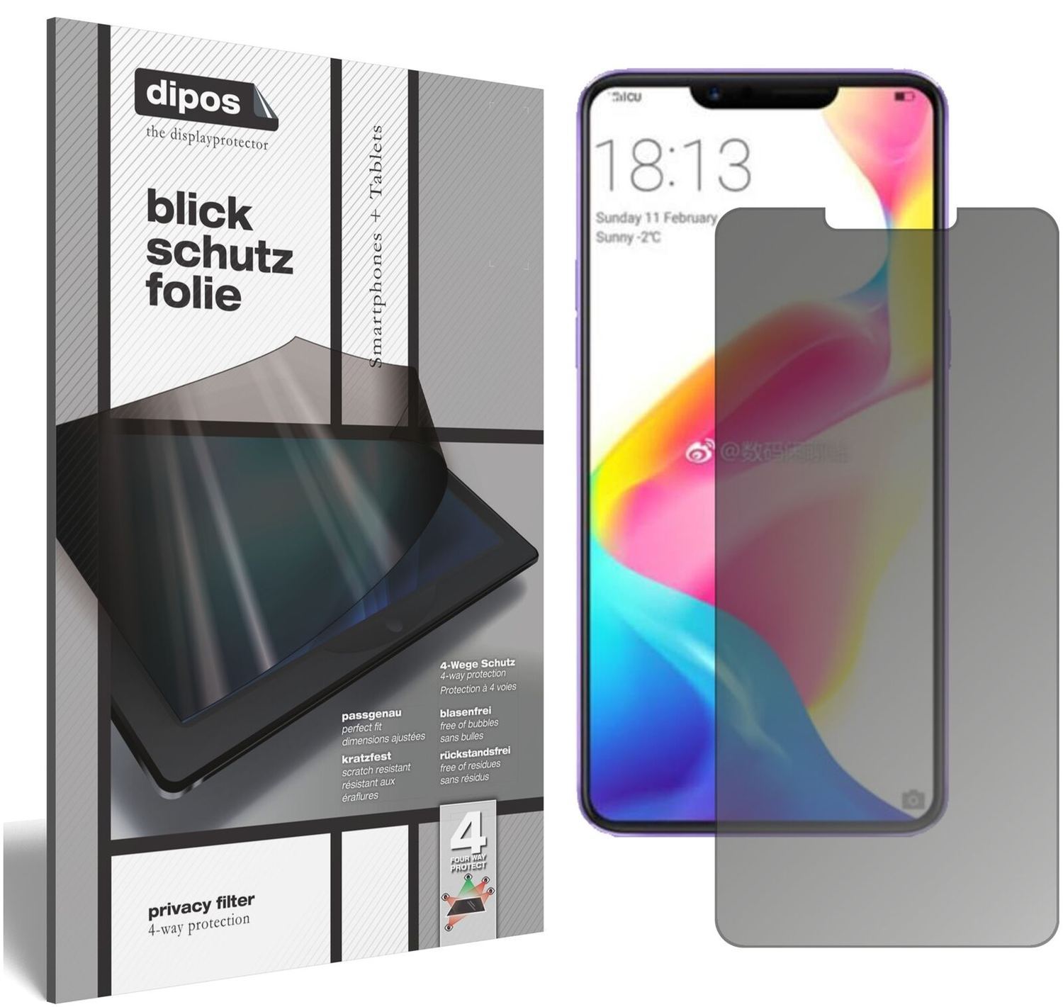 Blickschutzfolie für Oppo R15 matt Schutzfolie Pri (2)