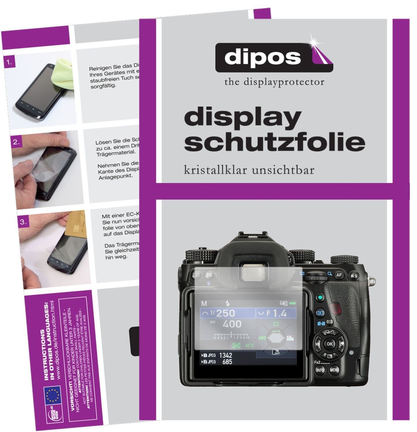 6x Schutzfolie klar für Pentax K-1 Mark II Display (1)
