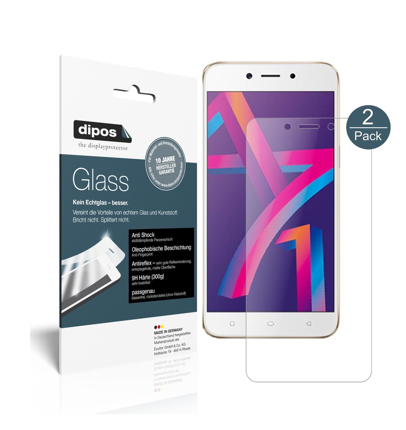 2x 9H Schutzfolie matt für Oppo A71 2018 Panzerfol (1)