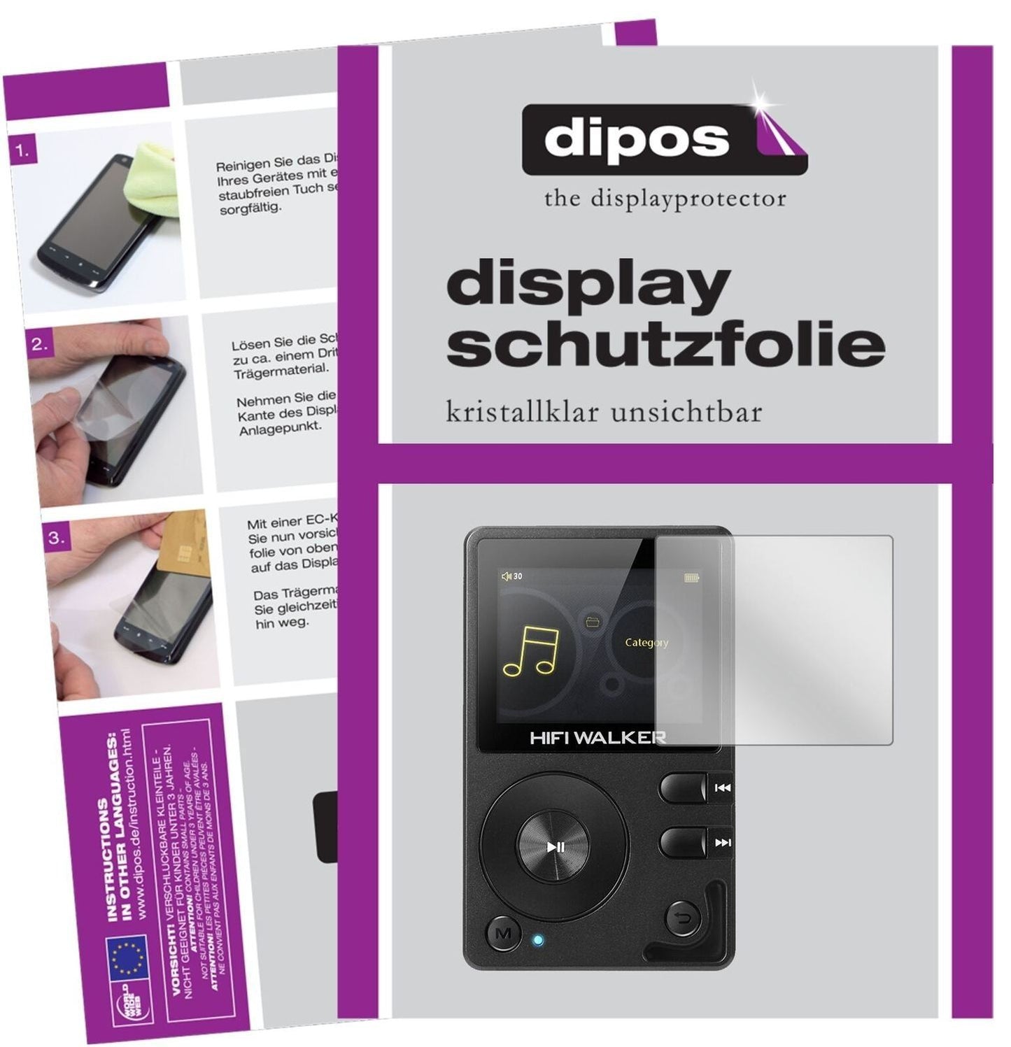 5x Schutzfolie klar für HIFI WALKER H2 MP3-Player  (2)