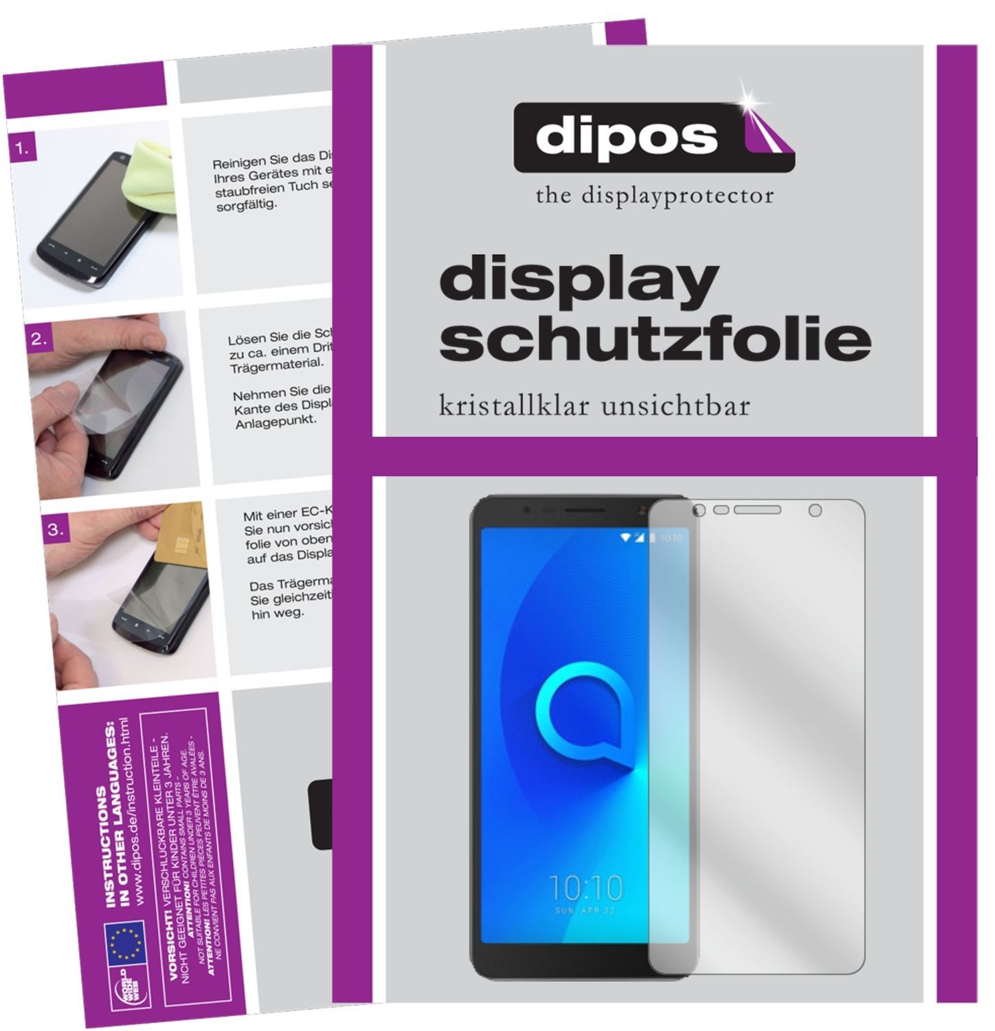 2x Schutzfolie klar für Alcatel 3C Display-Schutzf (1)