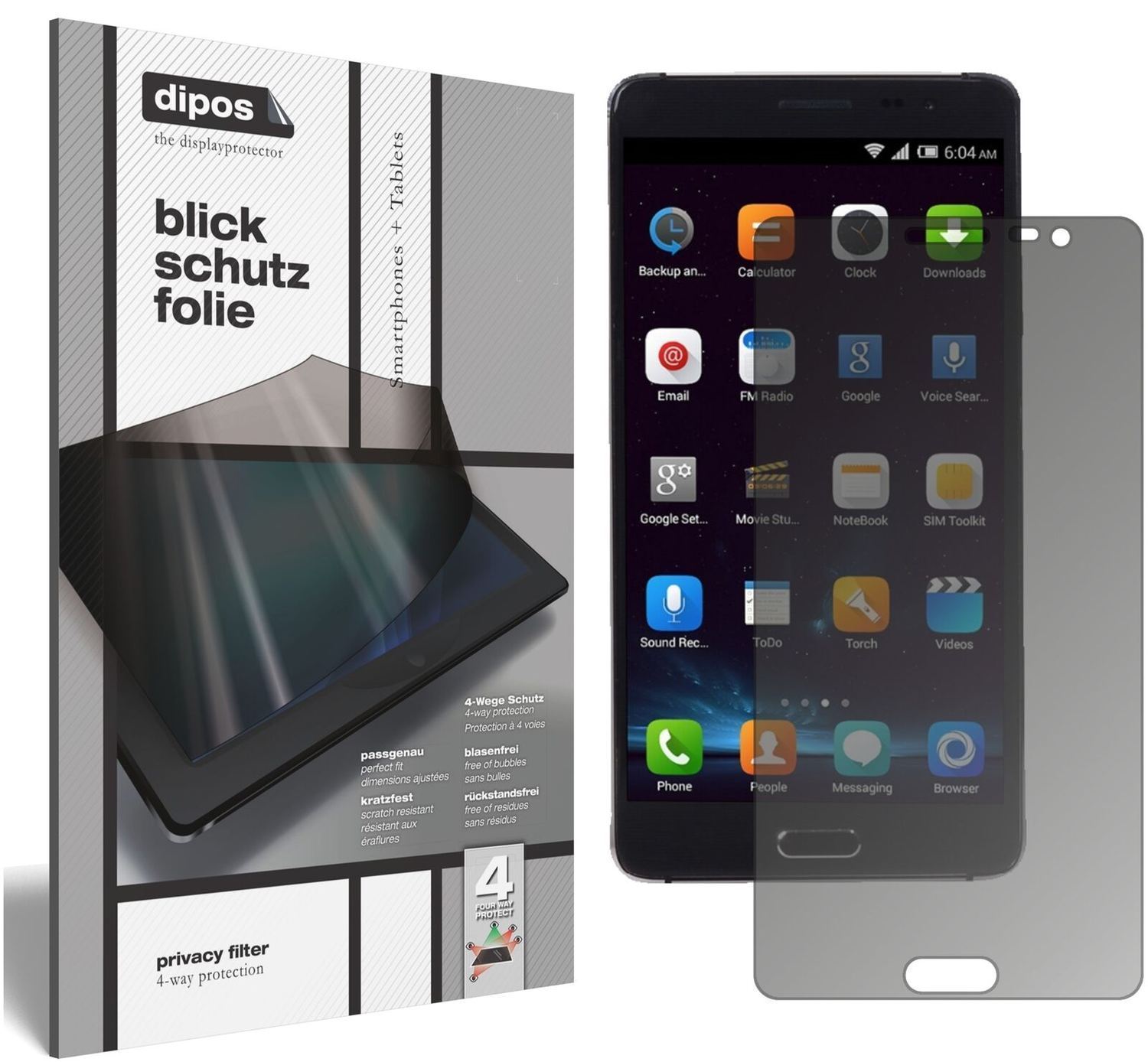 Blickschutzfolie für Elephone P8 Pro matt Schutzfo (2)