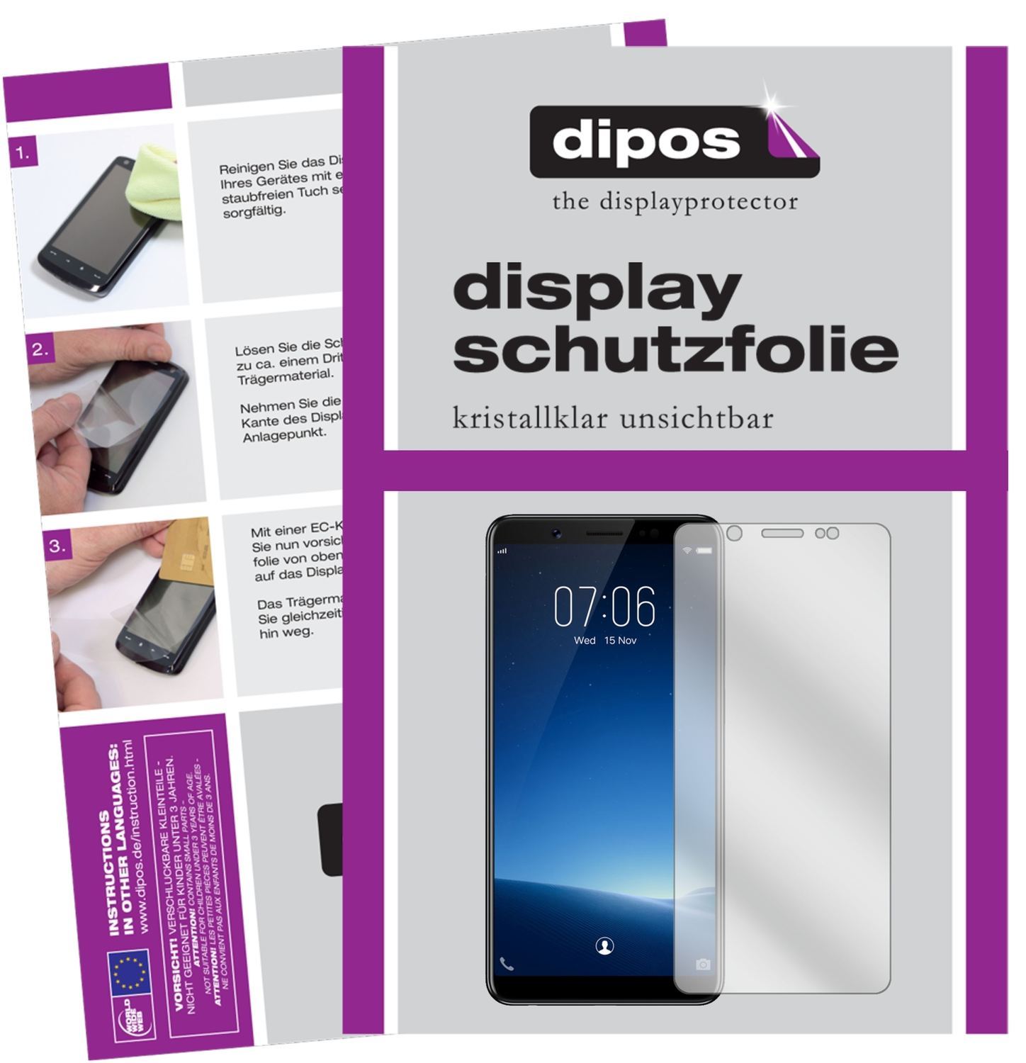 6x Schutzfolie klar für Vivo V7 Display-Schutzfoli (1)