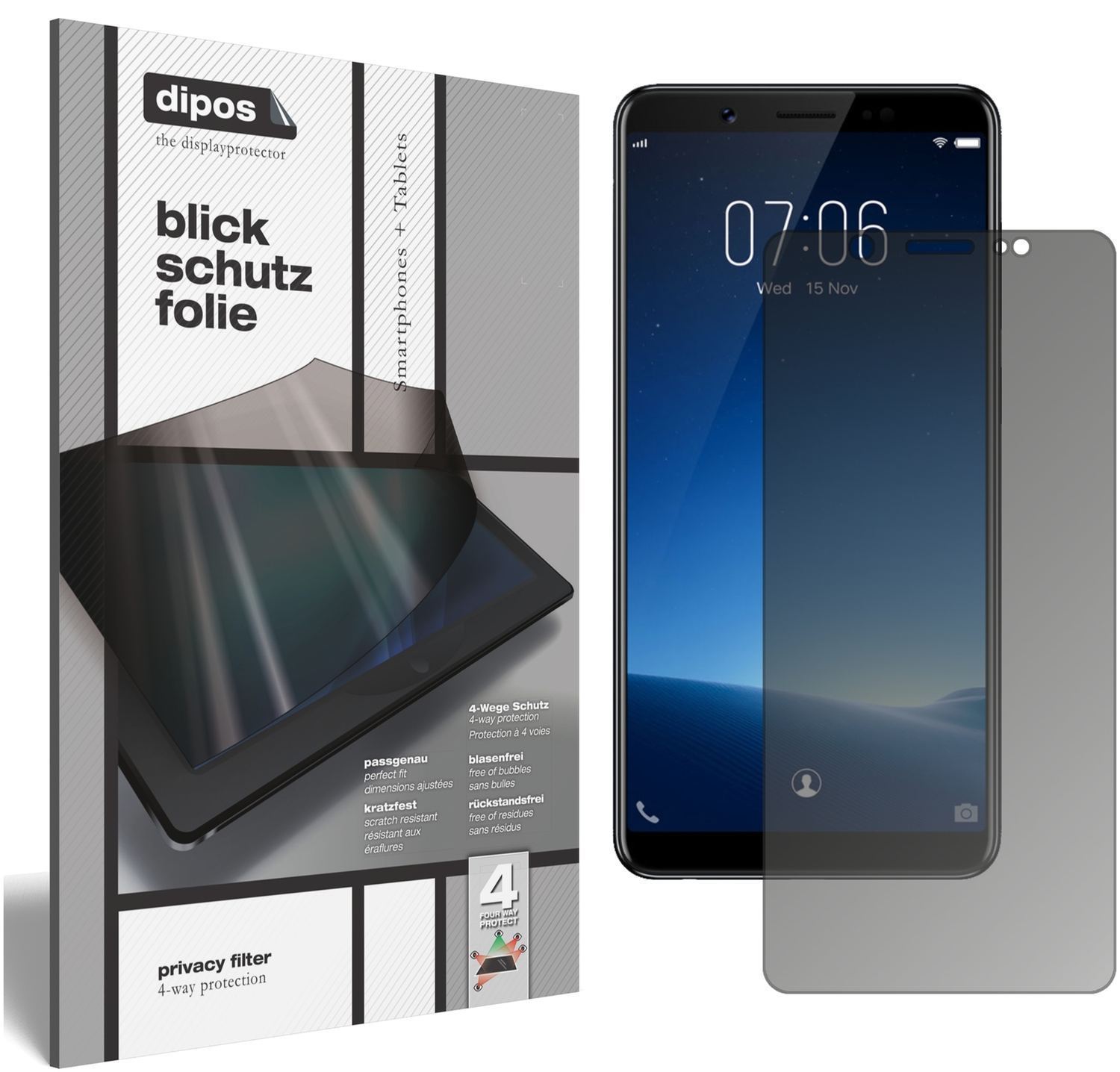 Blickschutzfolie für Vivo V7 matt Schutzfolie Priv (1)