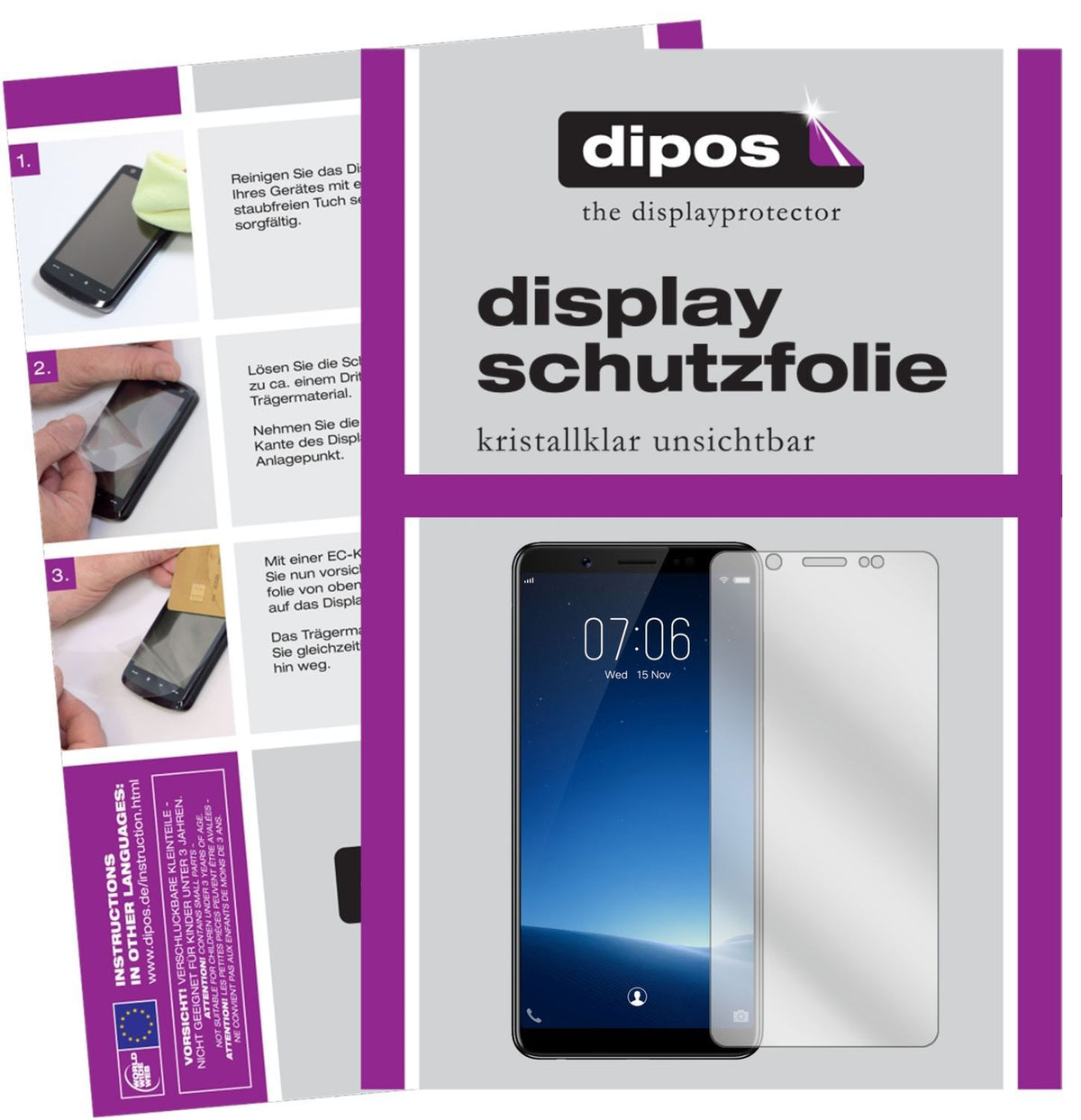 2x Schutzfolie klar für Vivo V7 Display-Schutzfoli (1)