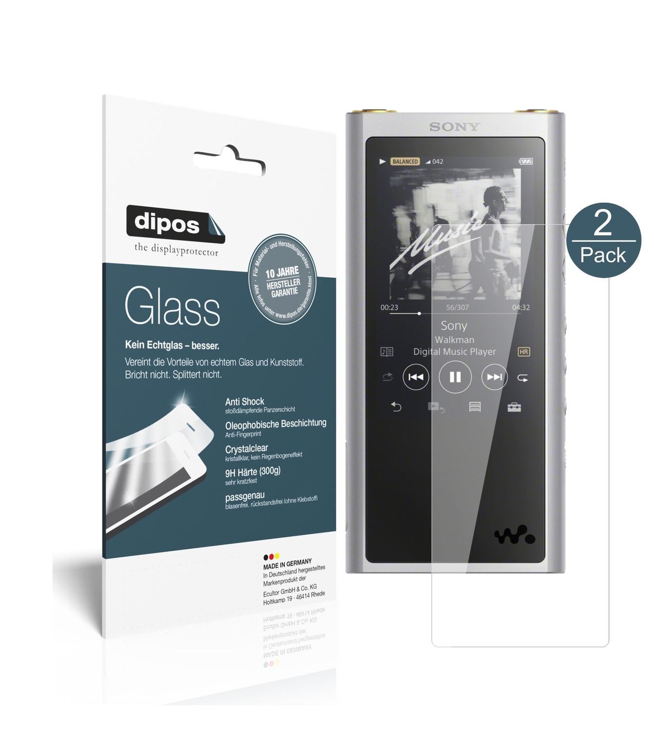 2x 9H Schutzfolie für Sony NW-ZX300 (MP3-Player) P (1)