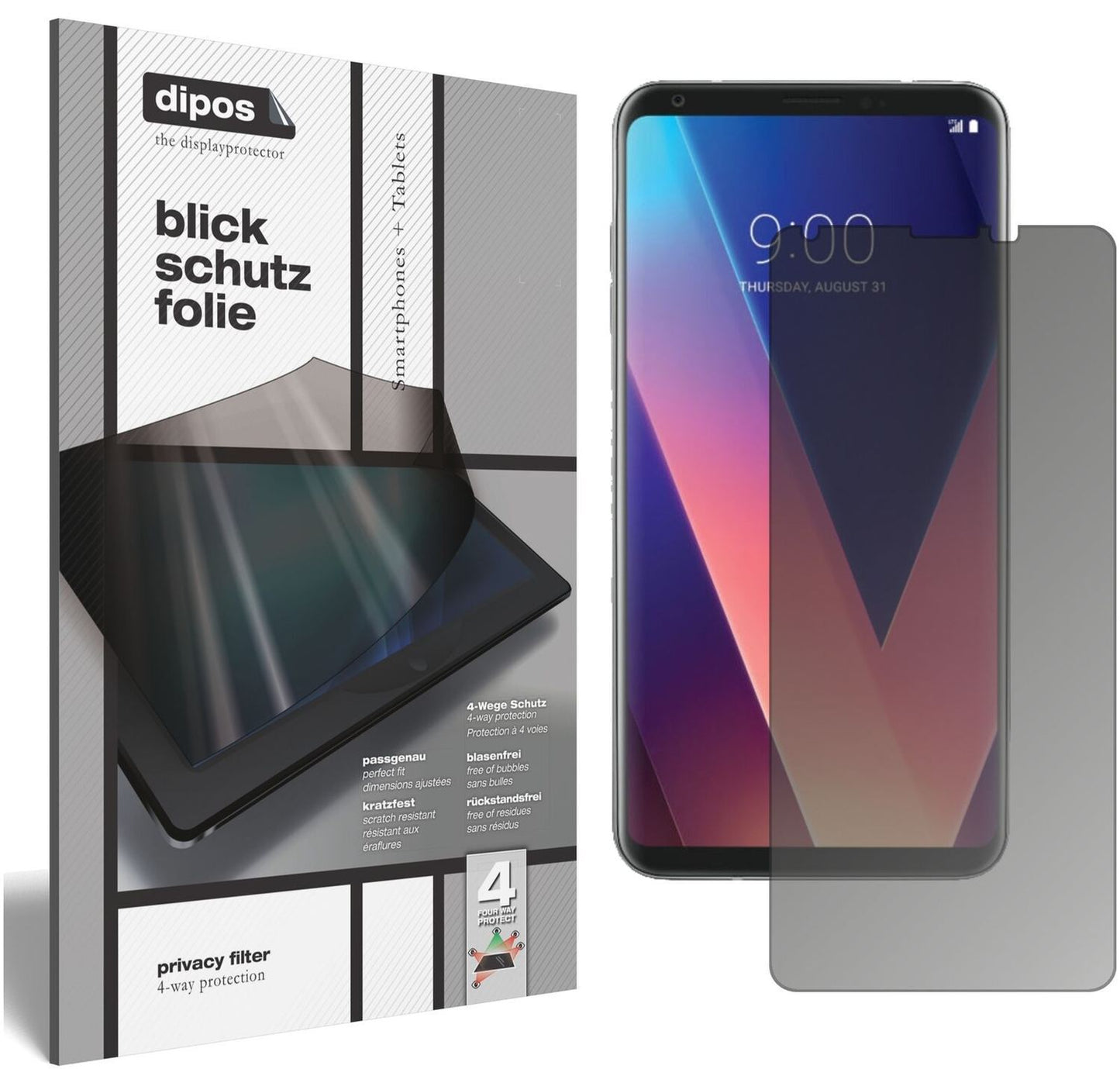 Blickschutzfolie für LG V30 Plus matt Schutzfolie  (2)