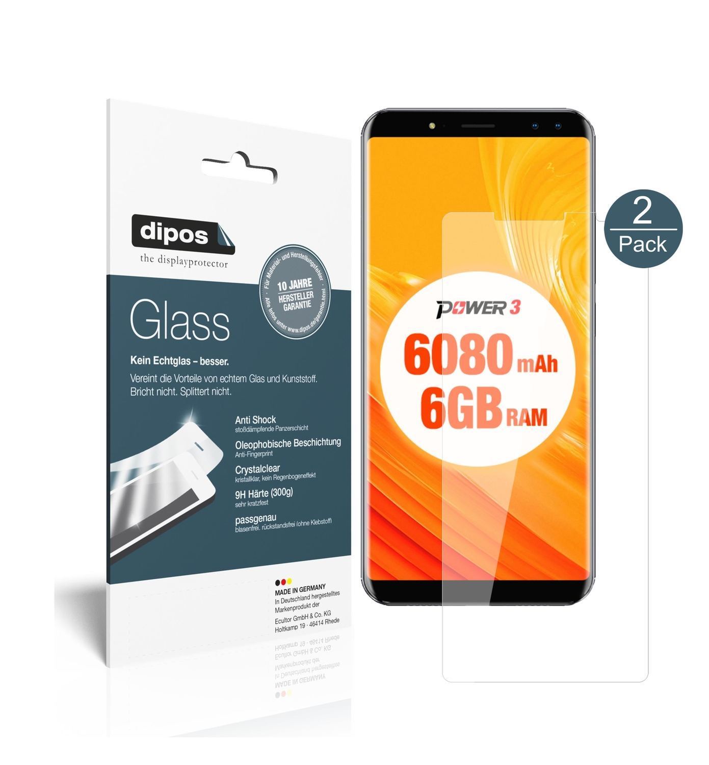 2x 9H Schutzfolie für Ulefone Power 3 Panzerfolie (1)