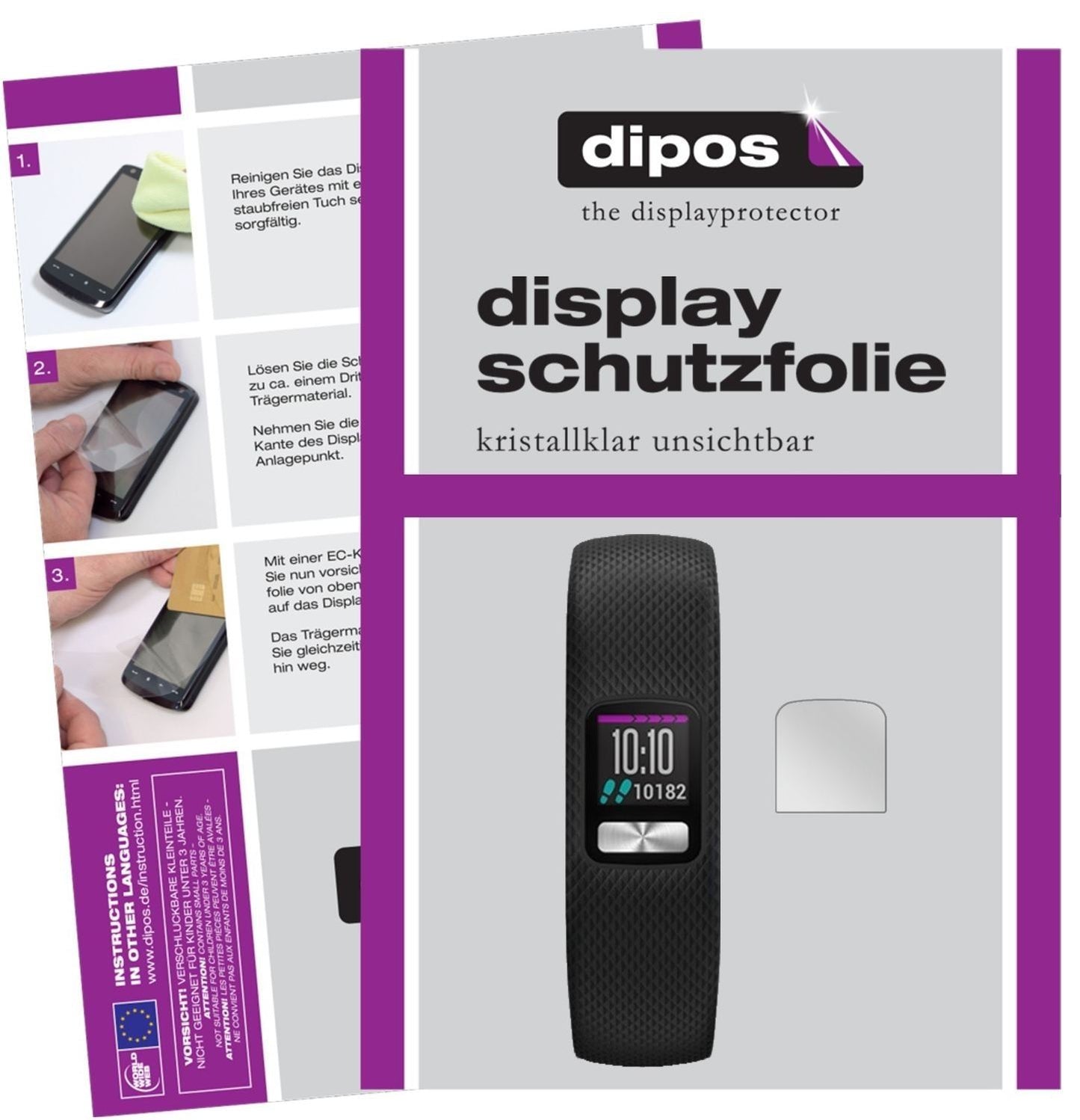 6x Schutzfolie klar für Garmin Vivofit 4 Display-S (1)