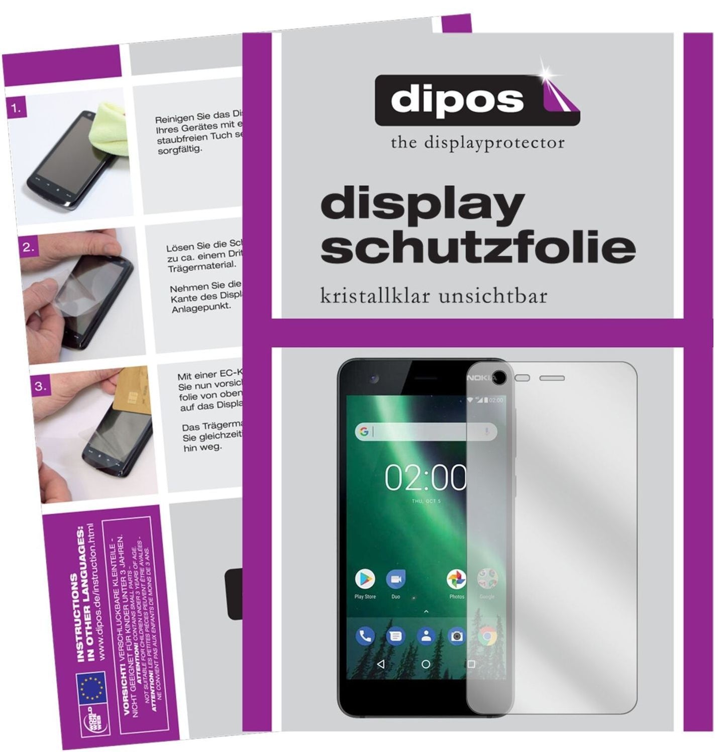 5x Schutzfolie klar für Nokia 2 Display-Schutzfoli (2)