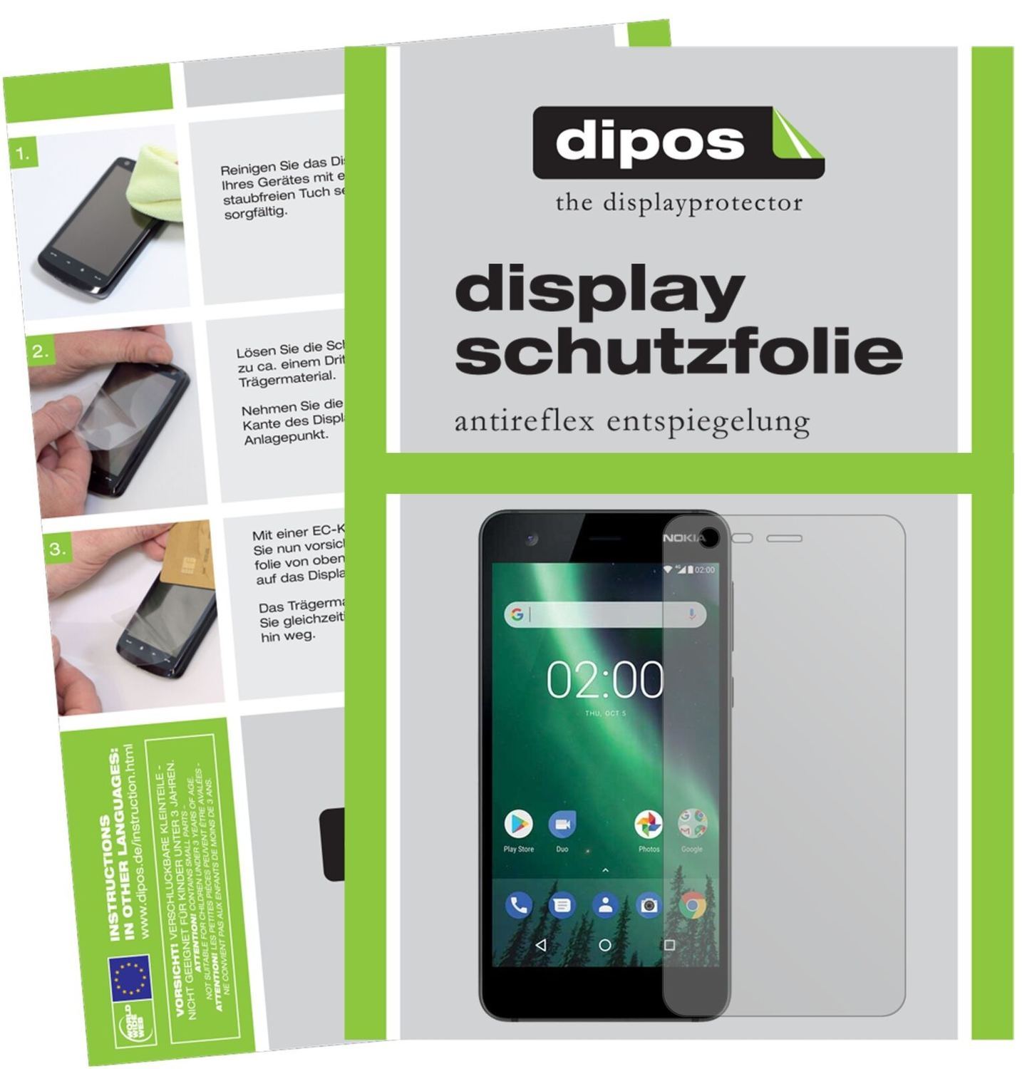 2x Schutzfolie matt für Nokia 2 Display-Schutzfoli (1)