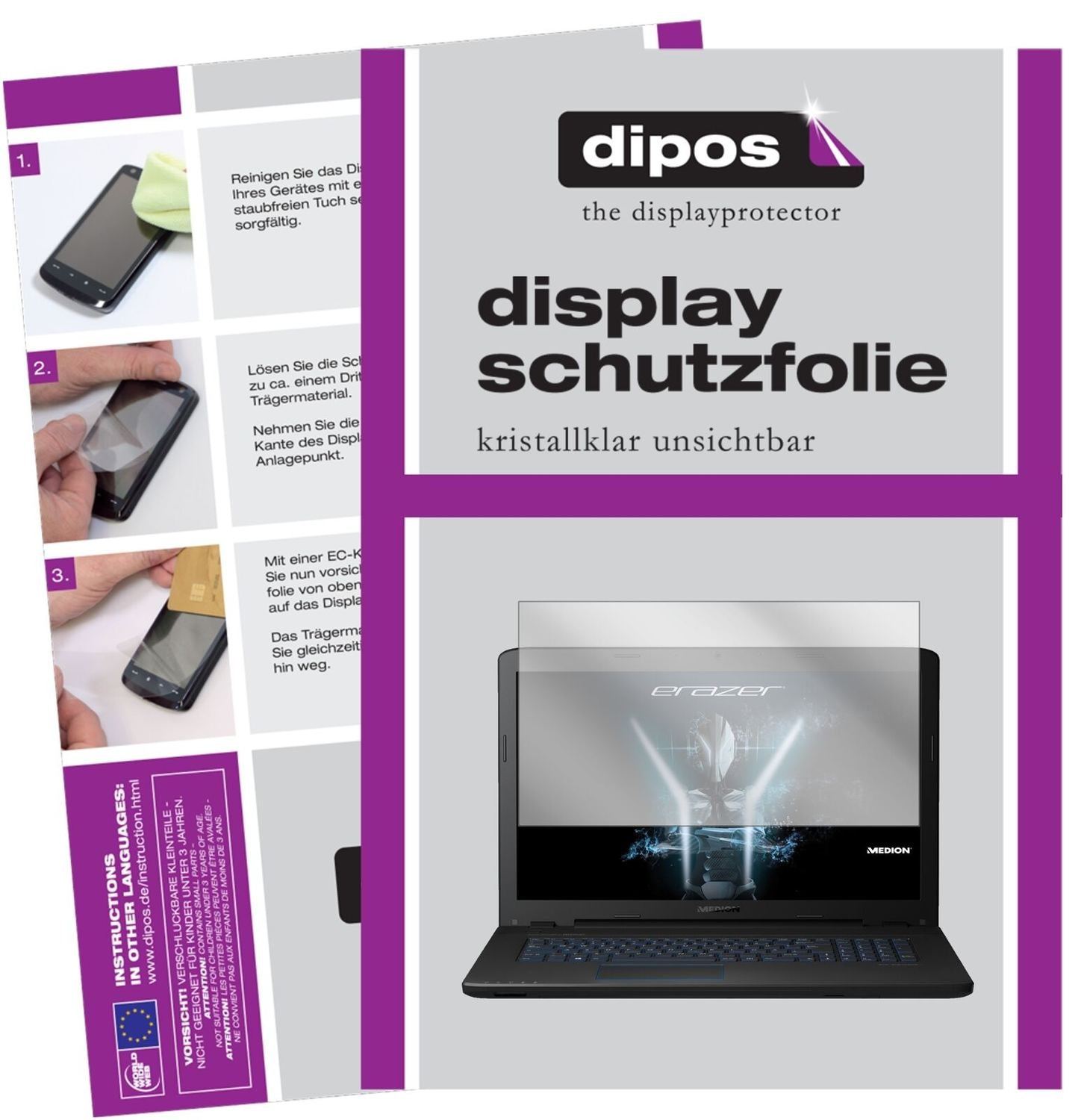 1x Schutzfolie klar für Medion P7652 Display-Schut (2)