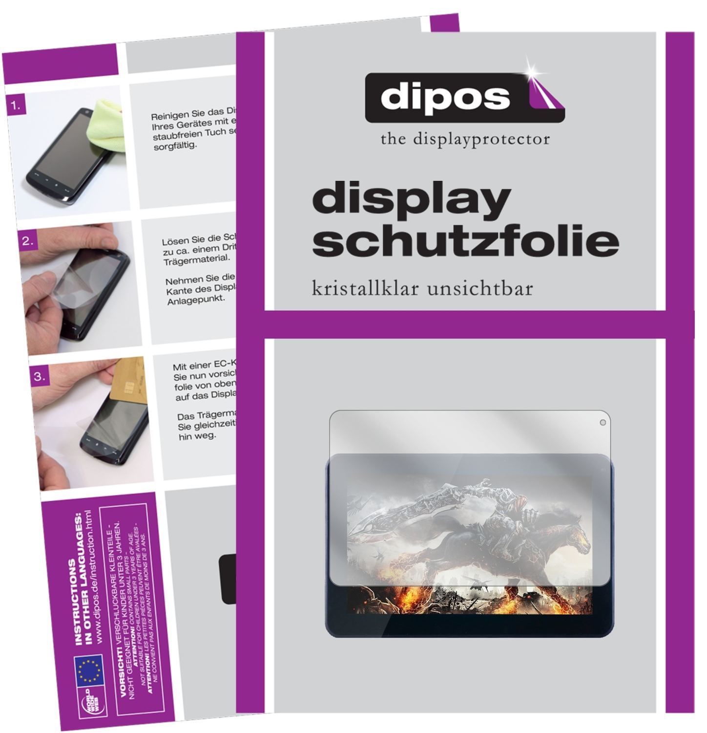 2x Schutzfolie klar für Hipo 10,1 Zoll Tablet Disp (1)