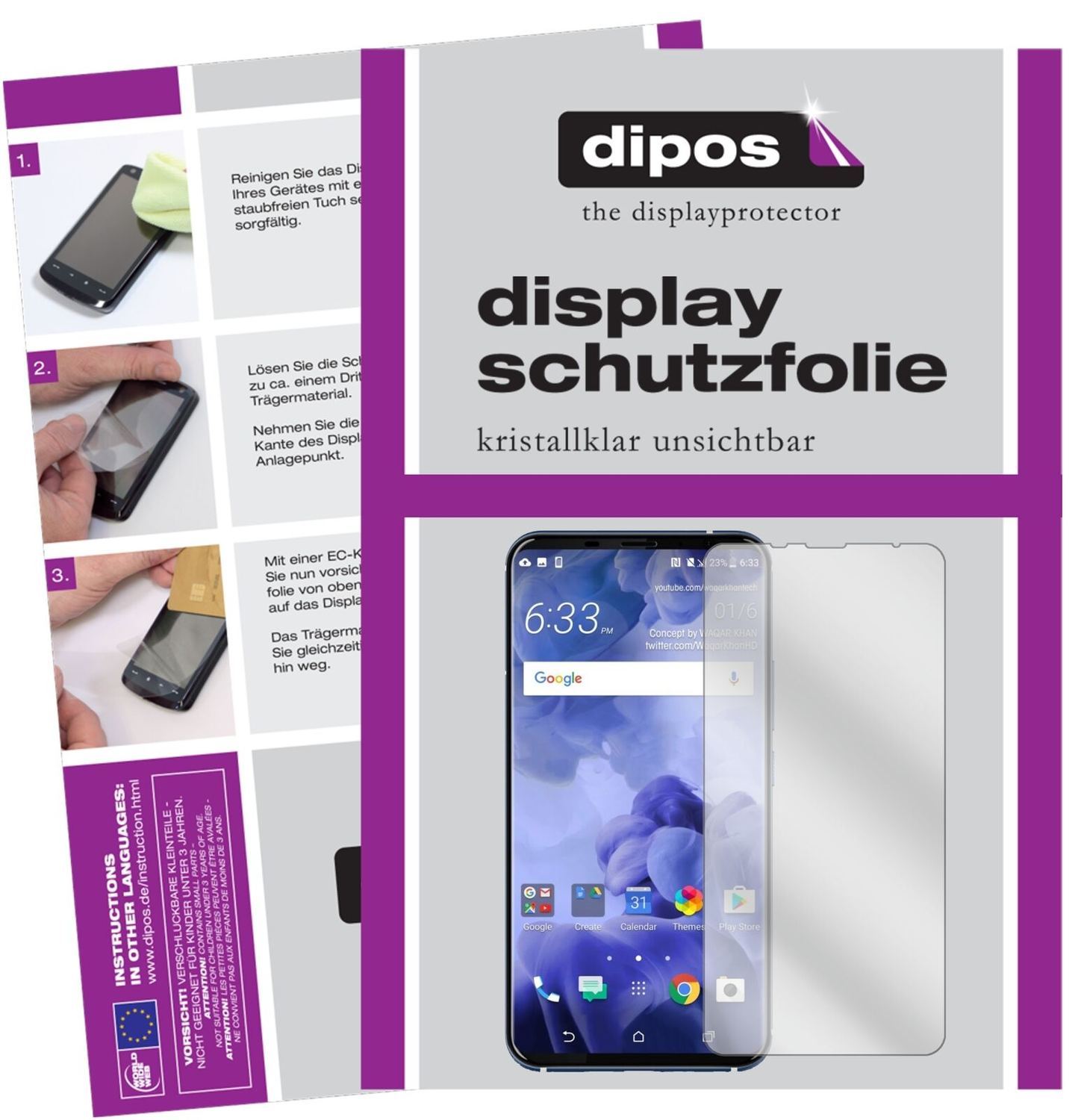 6x Schutzfolie klar für HTC U11 Plus Display-Schut (1)