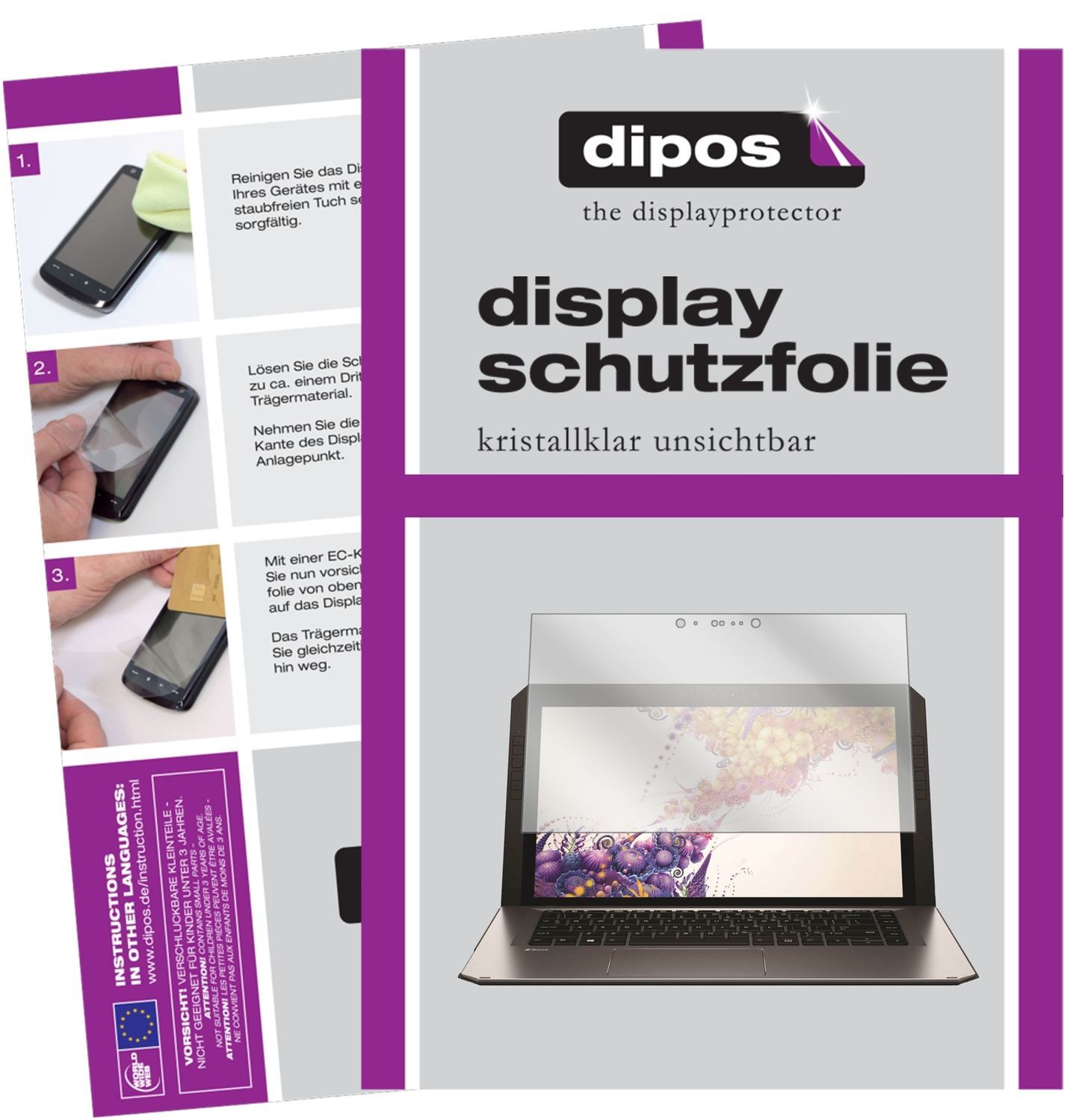 2x Schutzfolie klar für HP zBook x2 Display-Schutz (1)