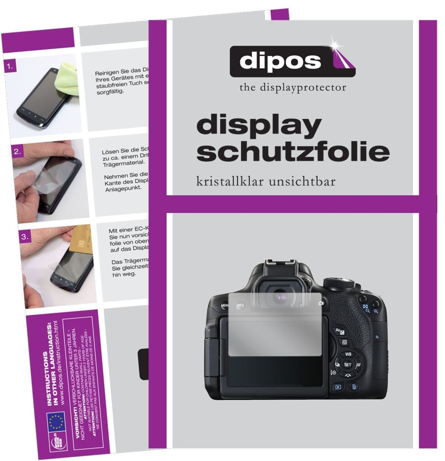 5x Schutzfolie klar für Canon EOS 750 D SLR Displa (2)