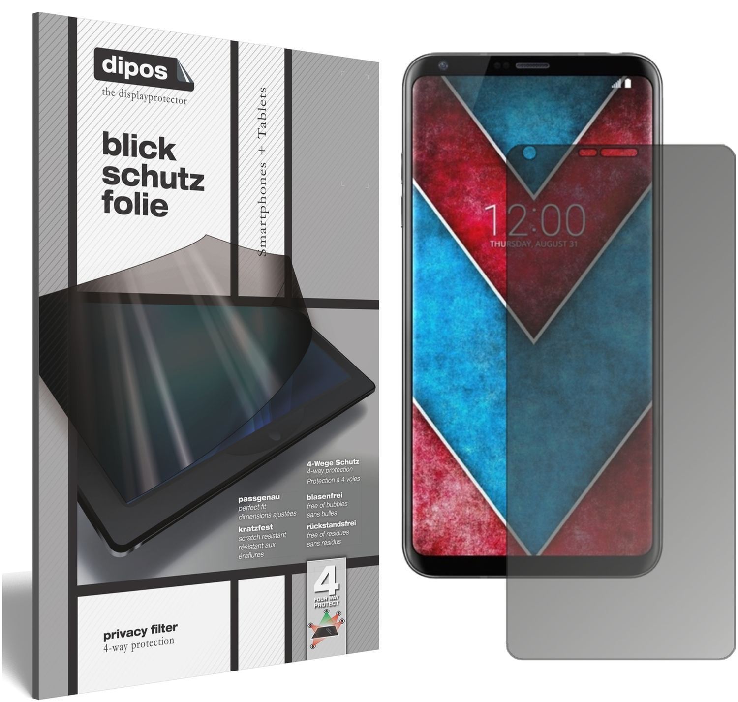 Blickschutzfolie für LG V30 matt Schutzfolie Priva (1)