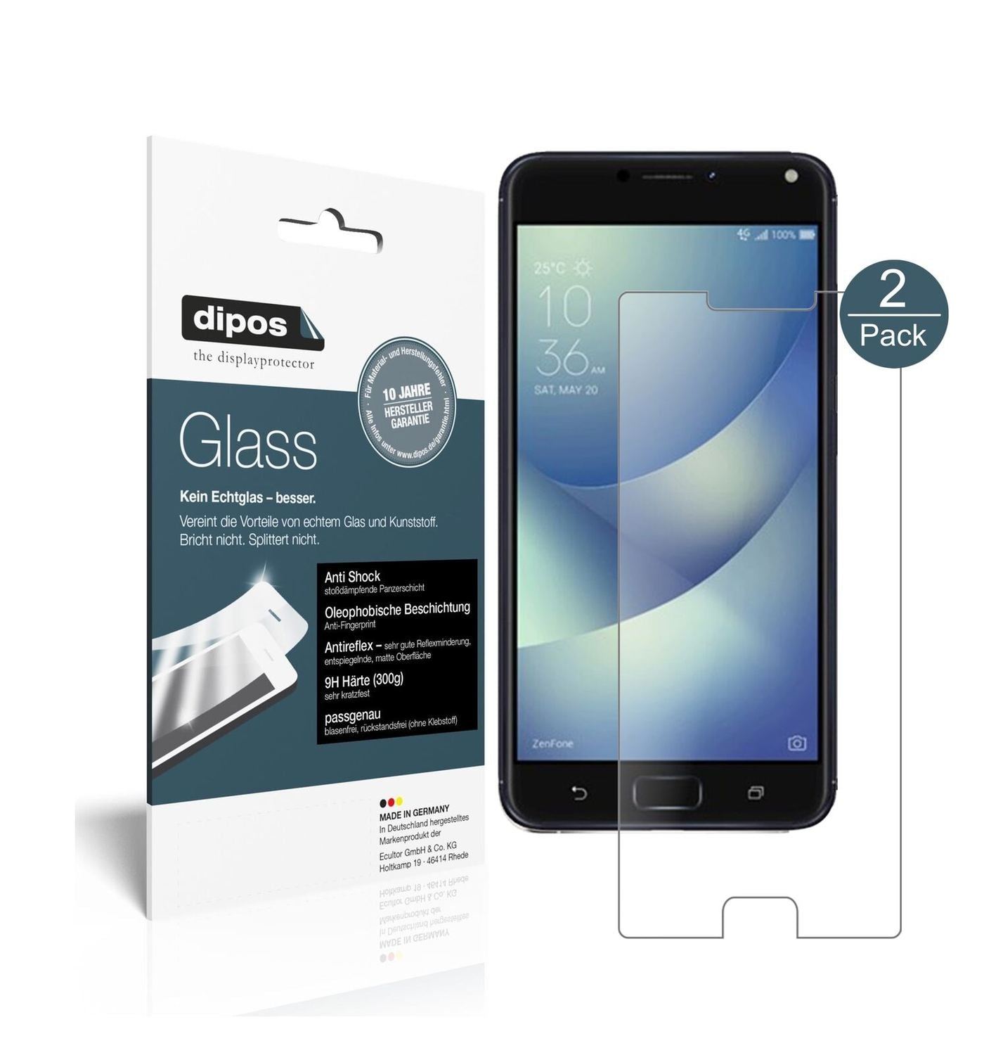1x 9H Schutzfolie matt für Asus Zenfone 4 Max 5,5  (2)