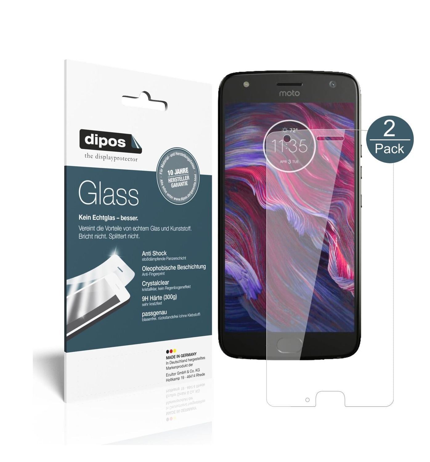 1x 9H Schutzfolie für Lenovo Motorola Moto X4 Panz (2)