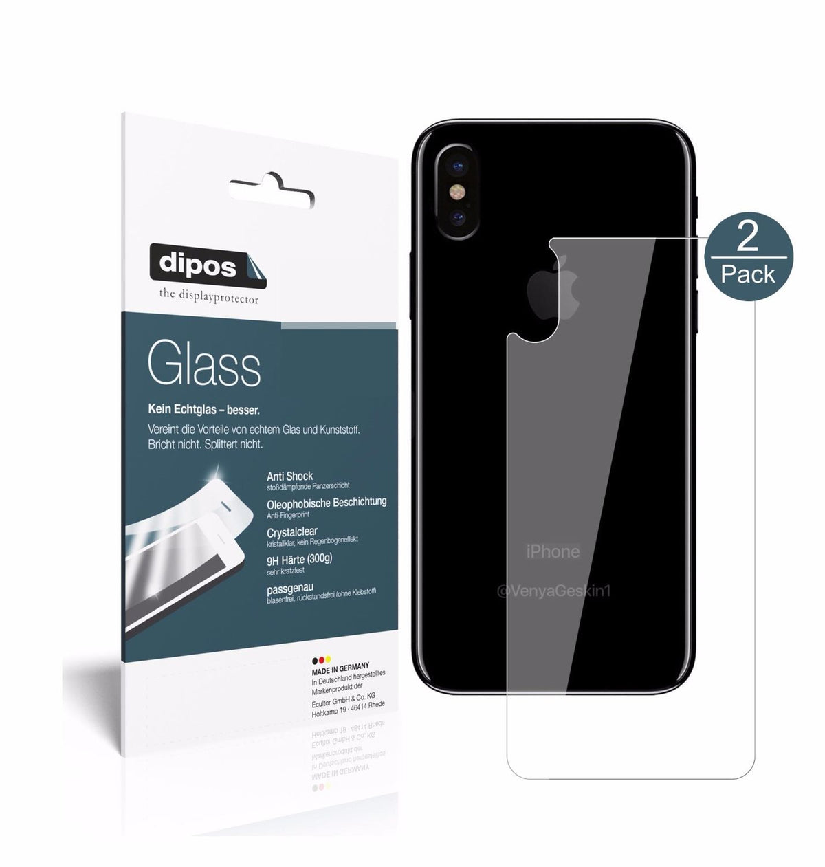 1x 9H Schutzfolie für Apple iPhone X Rückseite Pan (2)