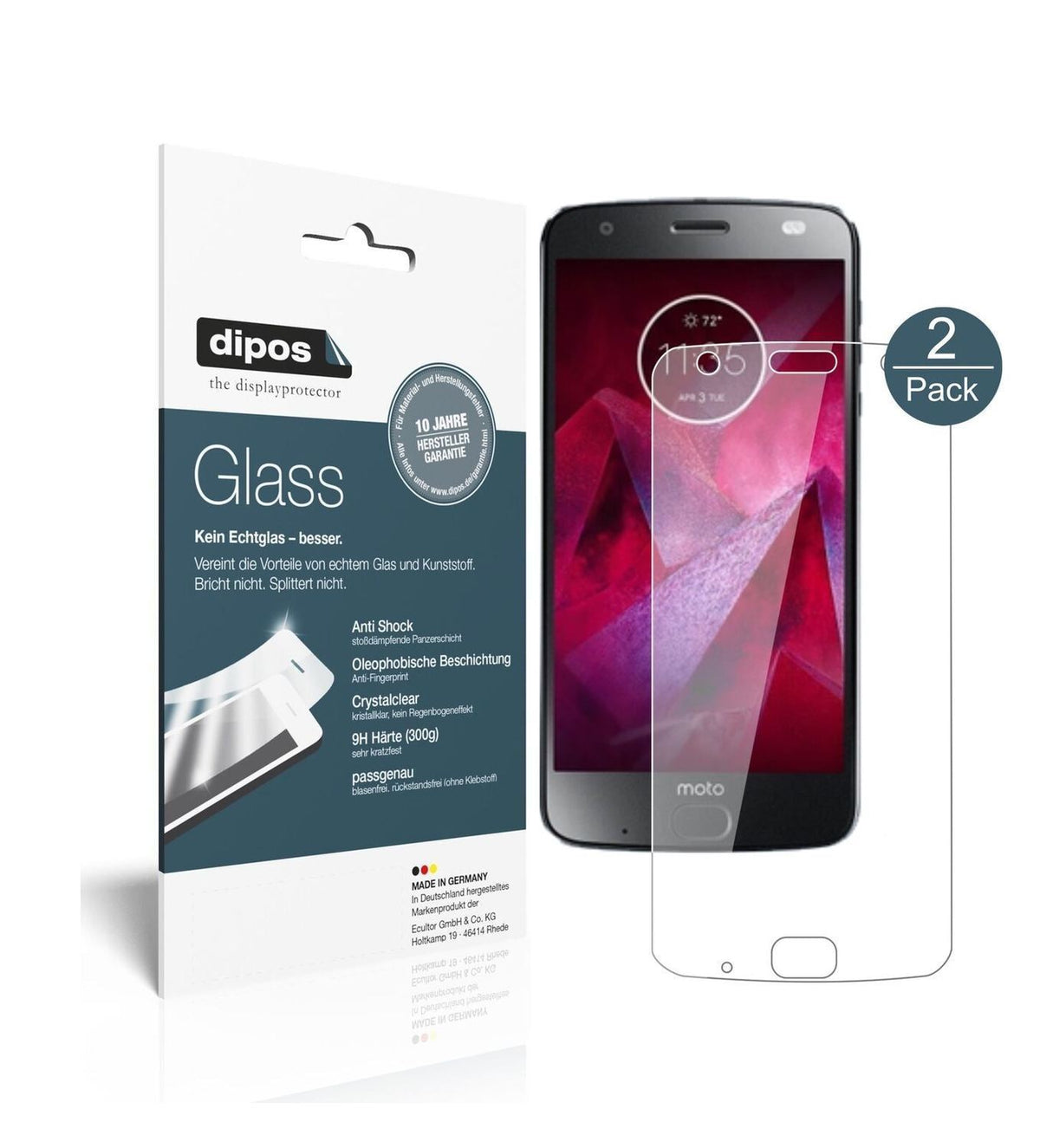 1x 9H Schutzfolie für Lenovo Moto Z2 Force Panzerf (2)