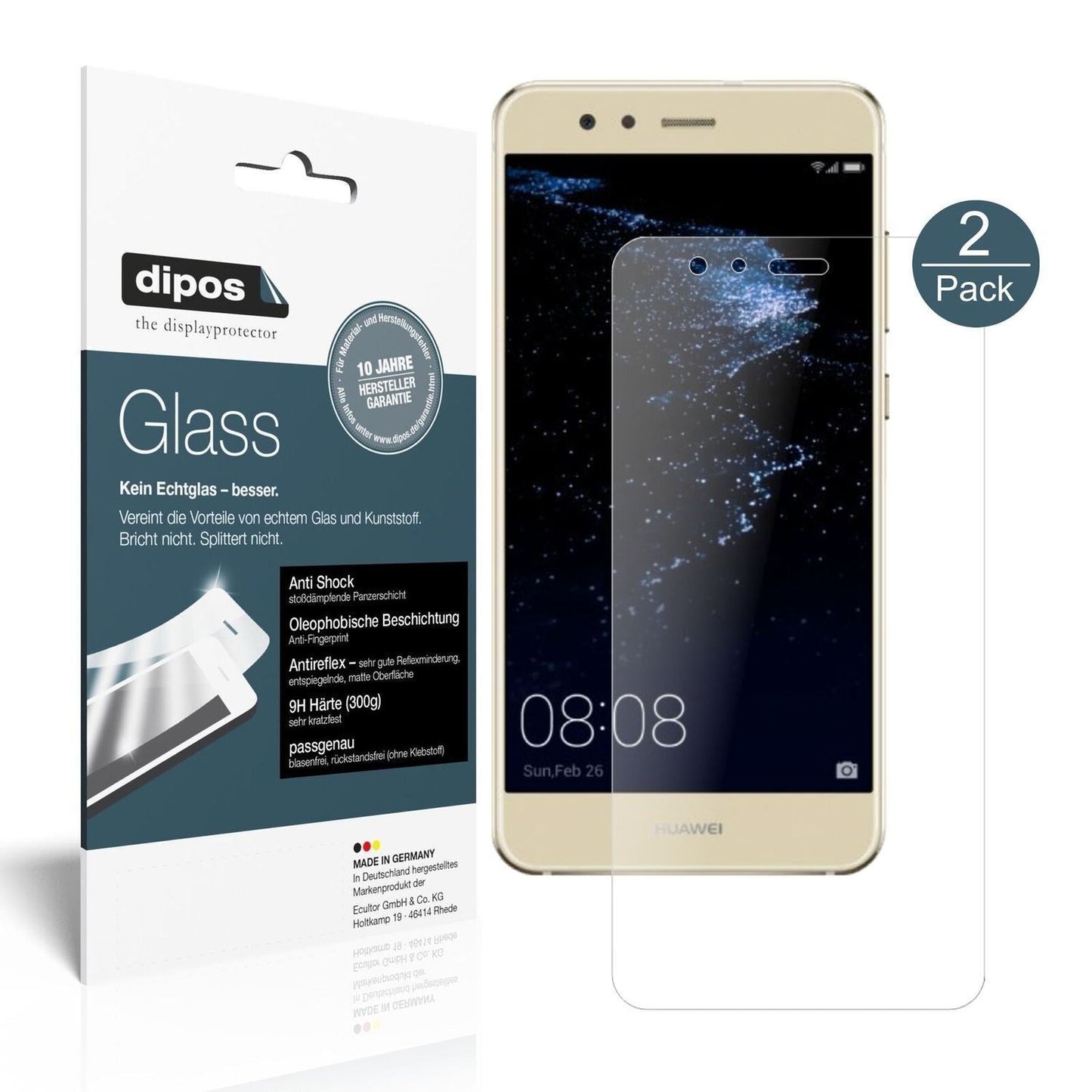 1x 9H Schutzfolie matt für Huawei P10 Lite Panzerf (2)