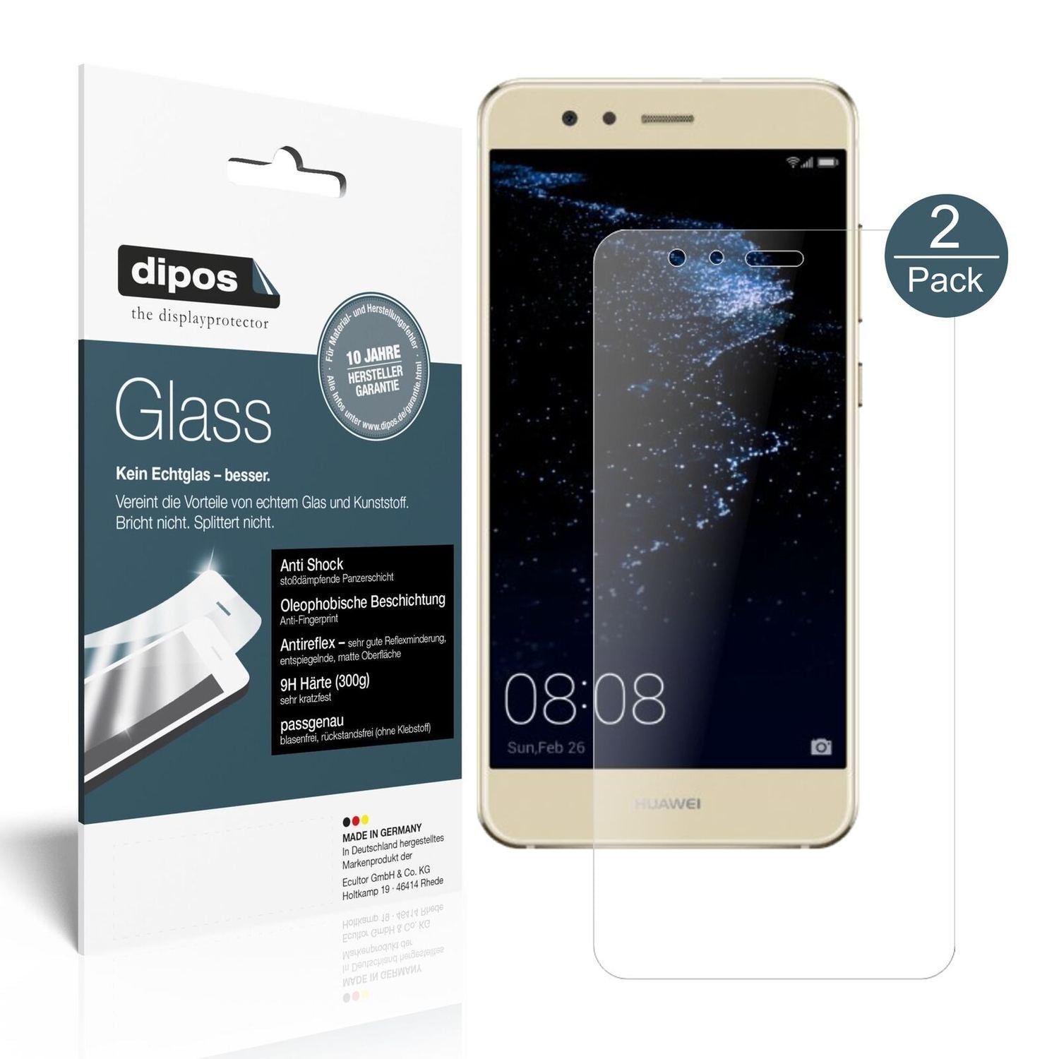 1x 9H Schutzfolie matt für Huawei P10 Lite Panzerf (2)