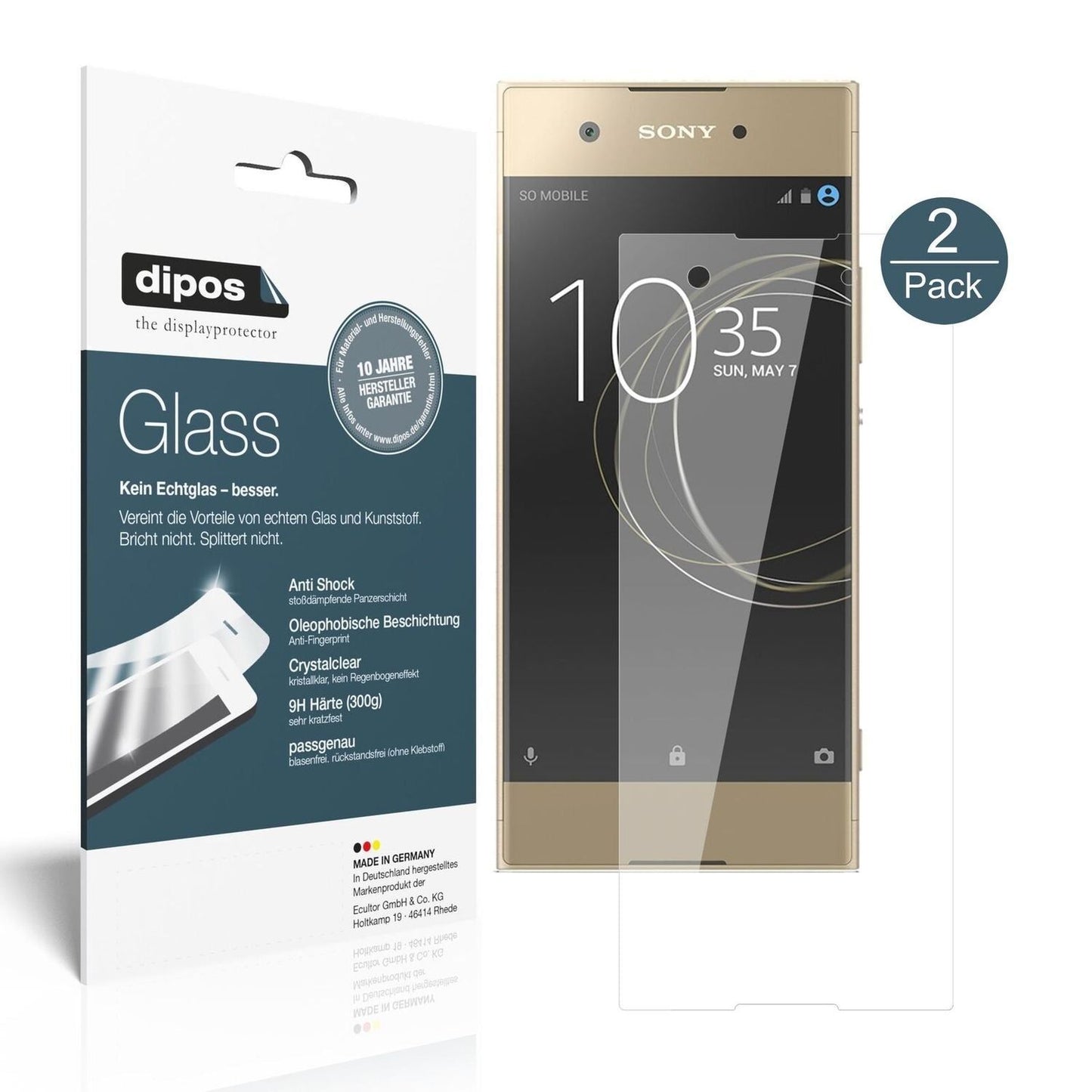 1x 9H Schutzfolie für Sony Xperia XA1 Panzerfolie (2)
