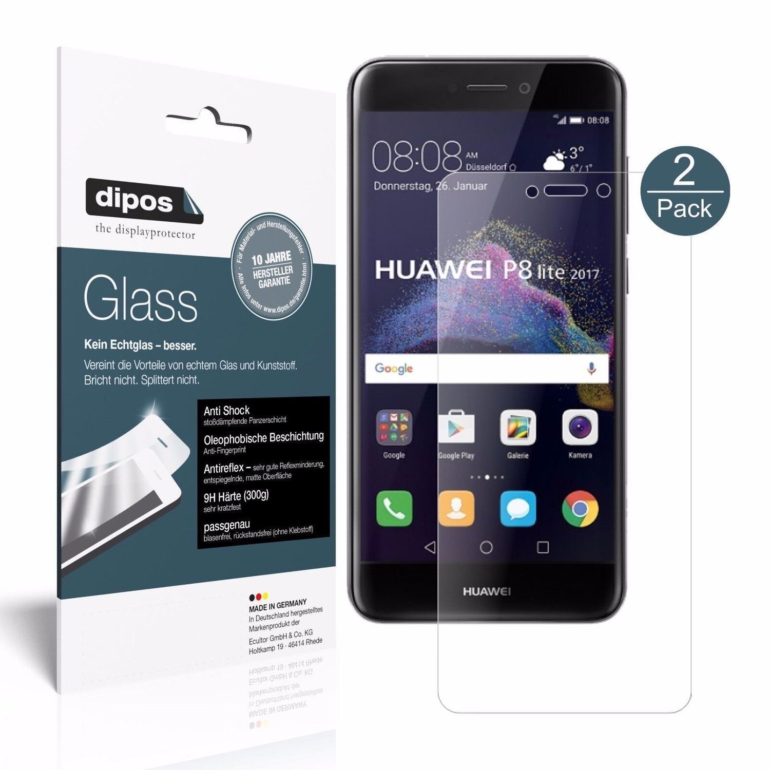 1x 9H Schutzfolie matt für Huawei P8 Lite 2017 Pan (2)